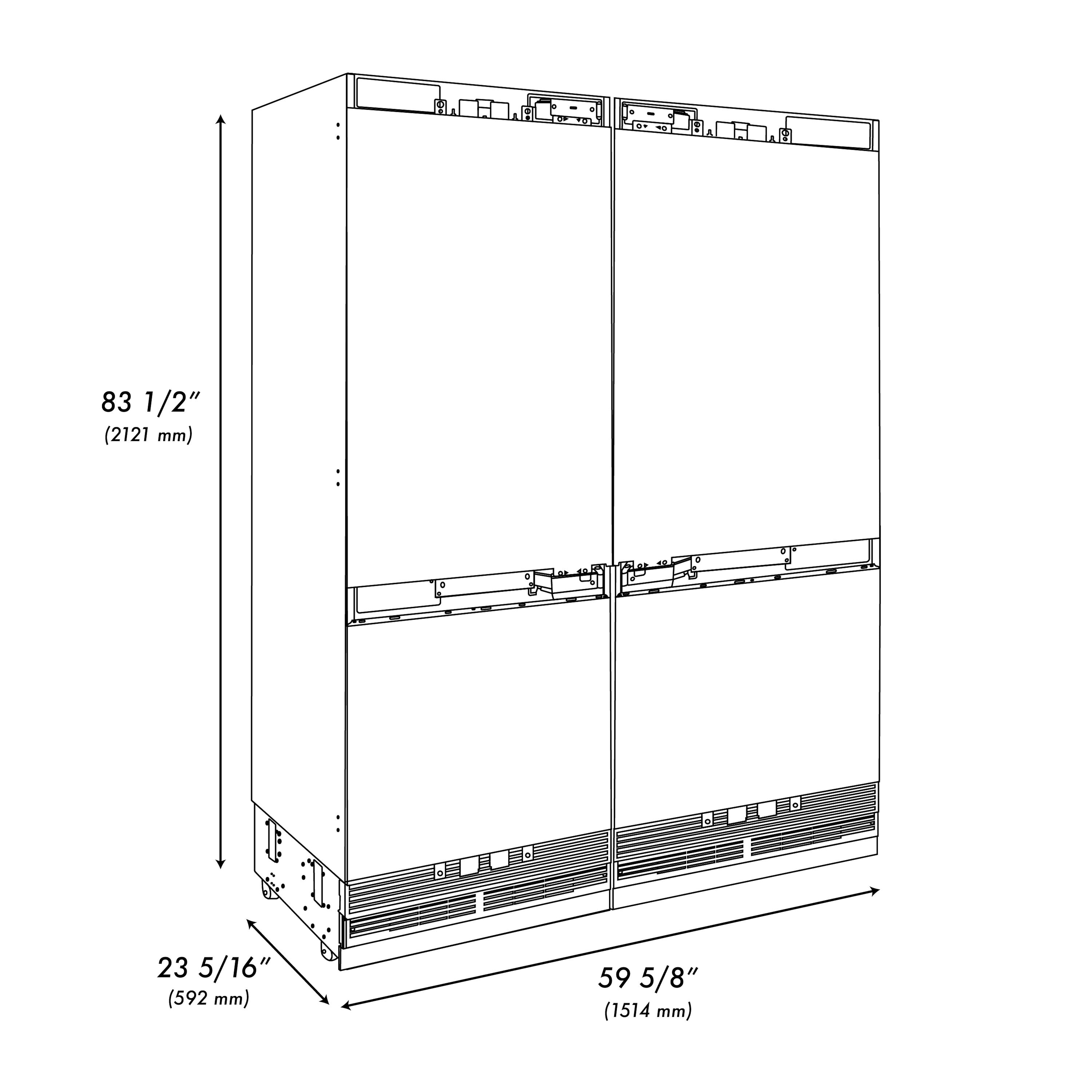 Refrigerador empotrado de puertas francesas con fabricador de hielo, dispensador de agua e hielo (listo para panel) con certificación ENERGY STAR de 32.2 pies cúbicos de profundidad de mostrador de ZLINE KITCHEN & BATH