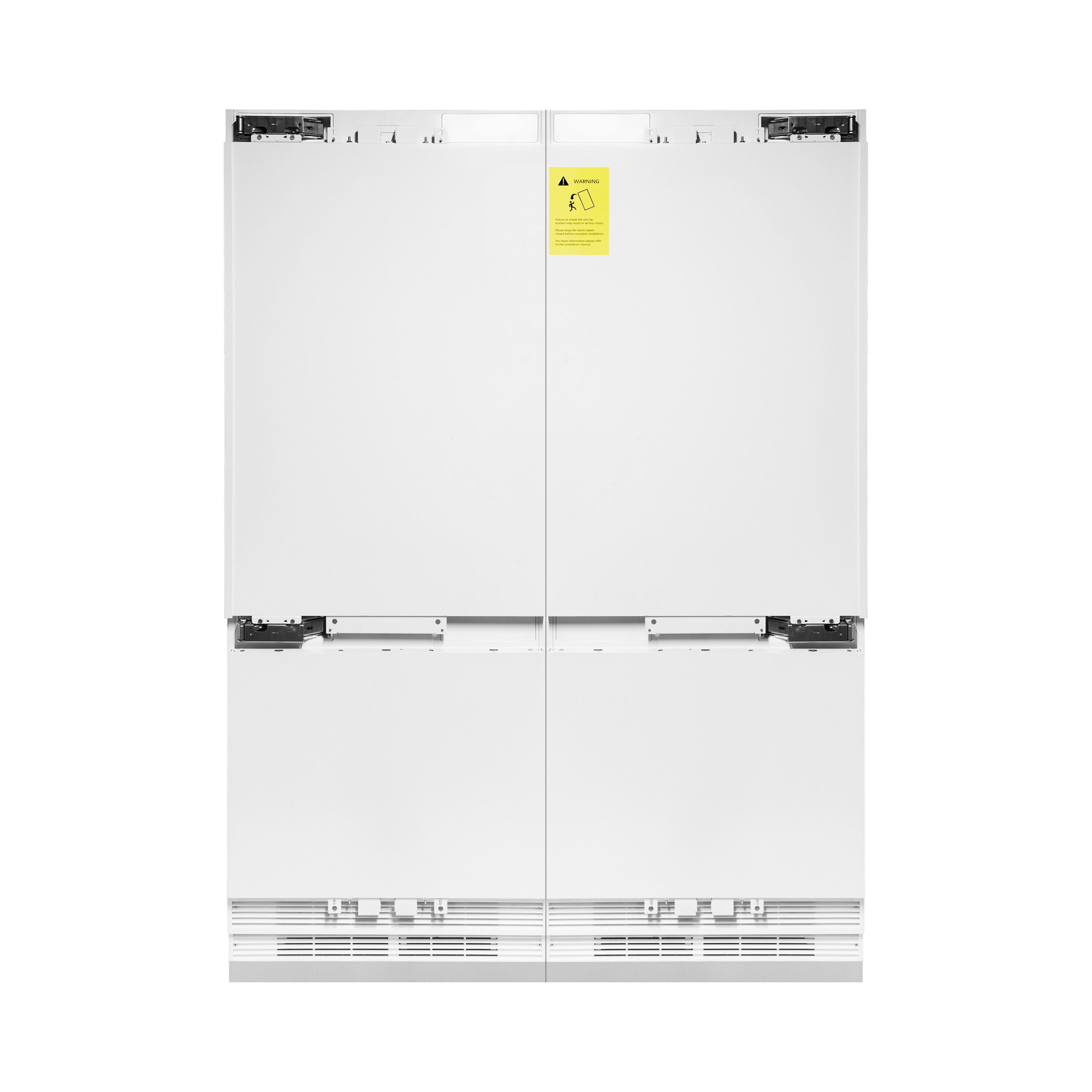 Refrigerador empotrado de puertas francesas con fabricador de hielo, dispensador de agua e hielo (listo para panel) con certificación ENERGY STAR de 32.2 pies cúbicos de profundidad de mostrador de ZLINE KITCHEN & BATH