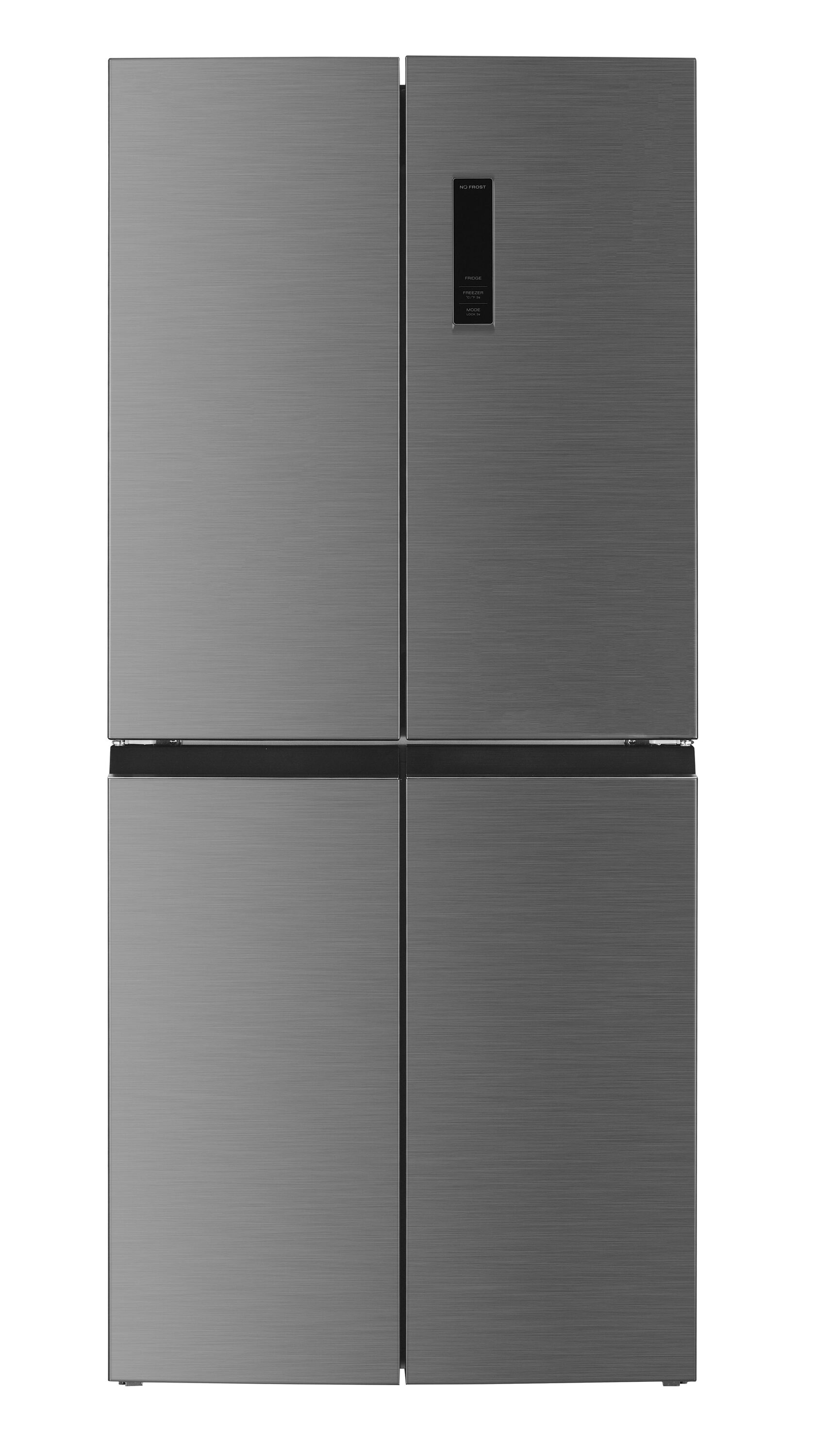 Refrigerador empotrado de puertas francesas de 4 puertas de acero inoxidable con una capacidad de 14.9 pies cúbicos de Impecca de profunidad de mostrador