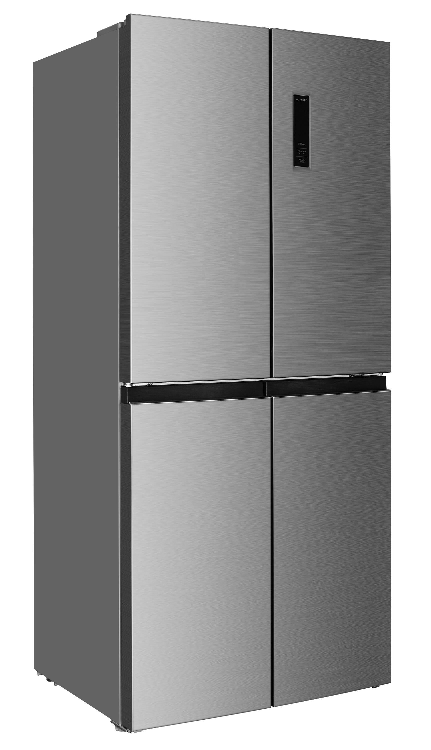 Refrigerador empotrado de puertas francesas de 4 puertas de acero inoxidable con una capacidad de 14.9 pies cúbicos de Impecca de profunidad de mostrador