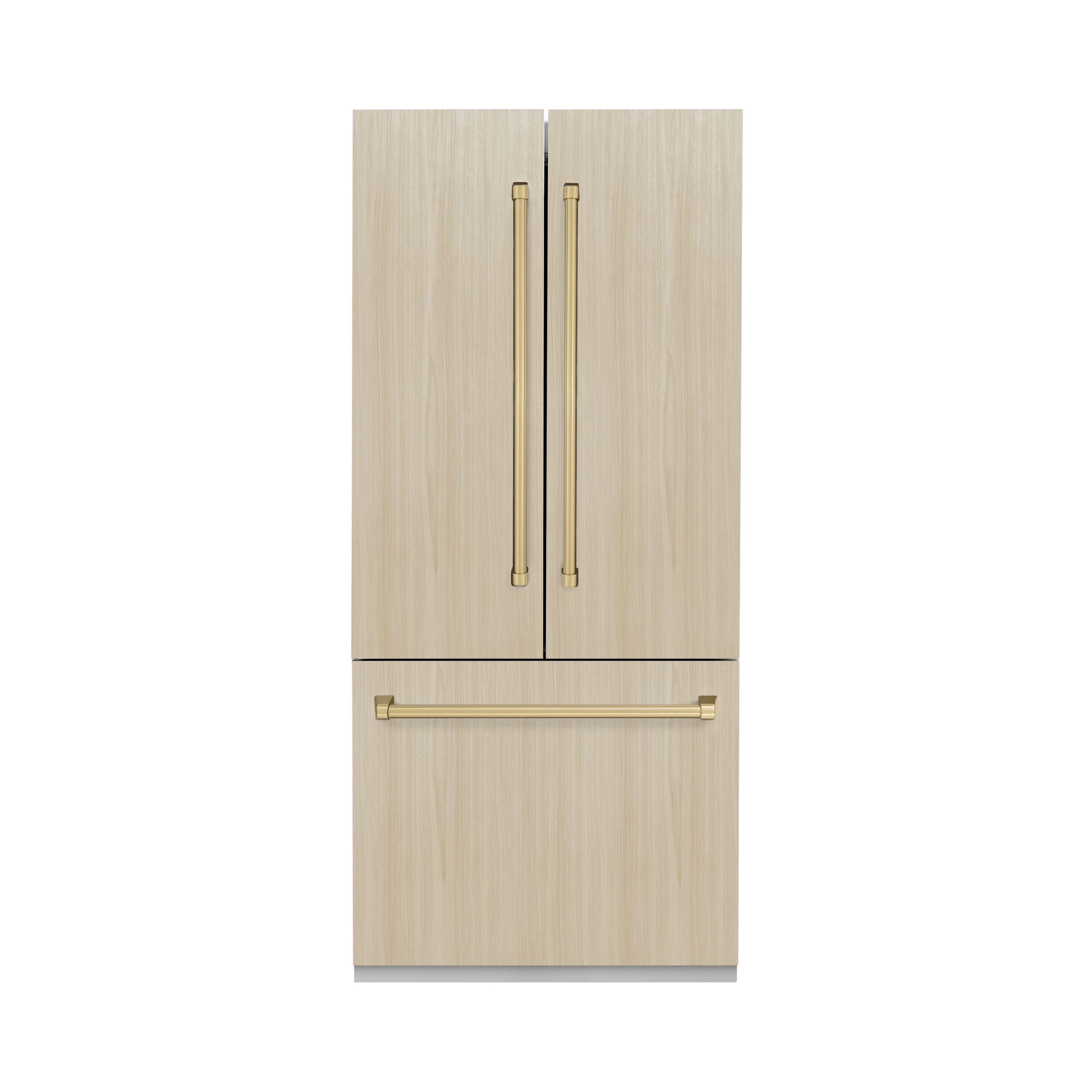 Refrigerador empotrado de puertas francesas con fabricador de hielo y dispensador de agua y hielo (Panel listo para personalizar) certificado por ENERGY STAR de 19.6 pies cúbicos de capacidad y profundidad de mostrador ZLINE KITCHEN & BATH
