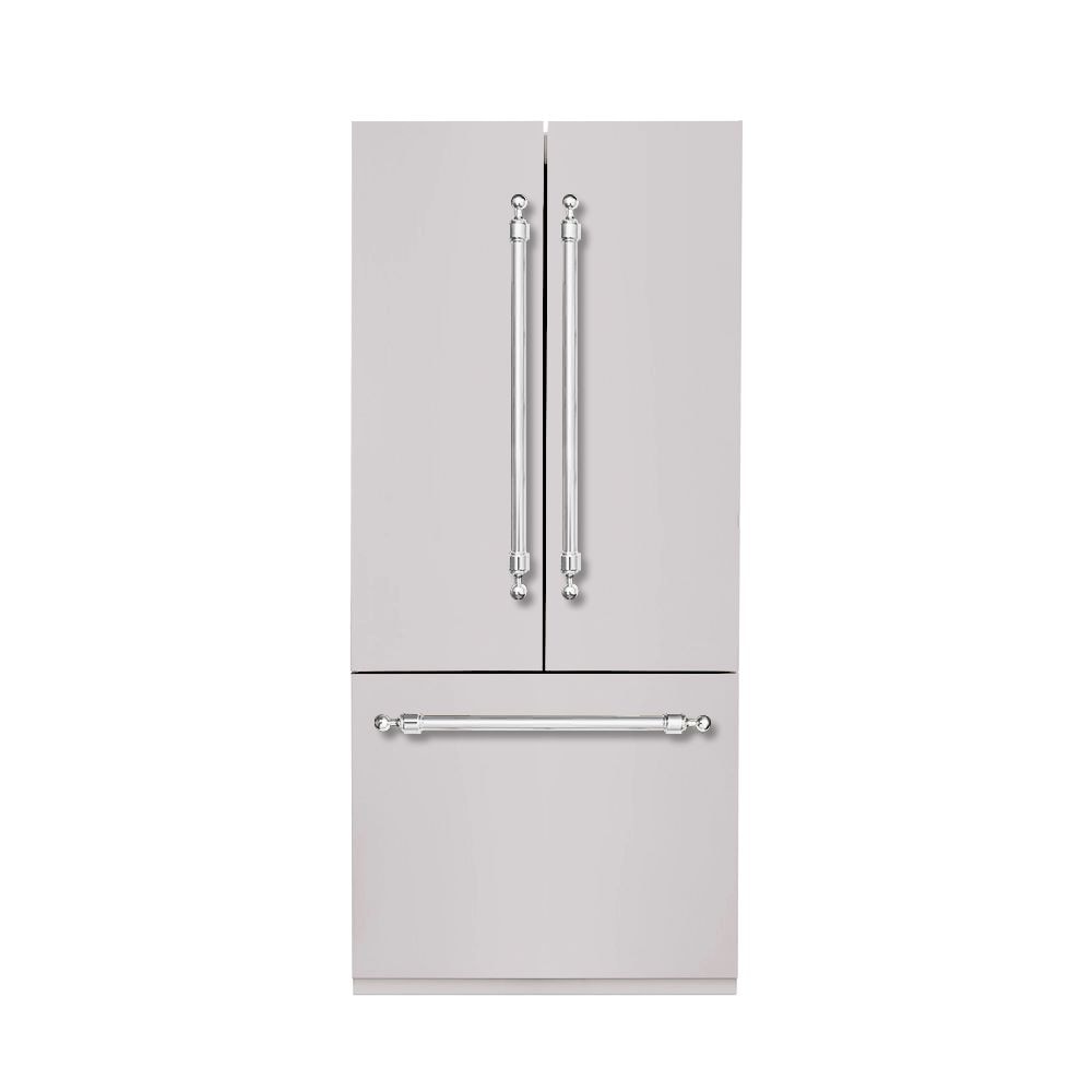 Refrigerador empotrado de puertas francesas con dispensador de hielo y agua, certificado ENERGY STAR, estilo acero inoxidable de 19.6 pies cúbicos de profundidad de mostrador.