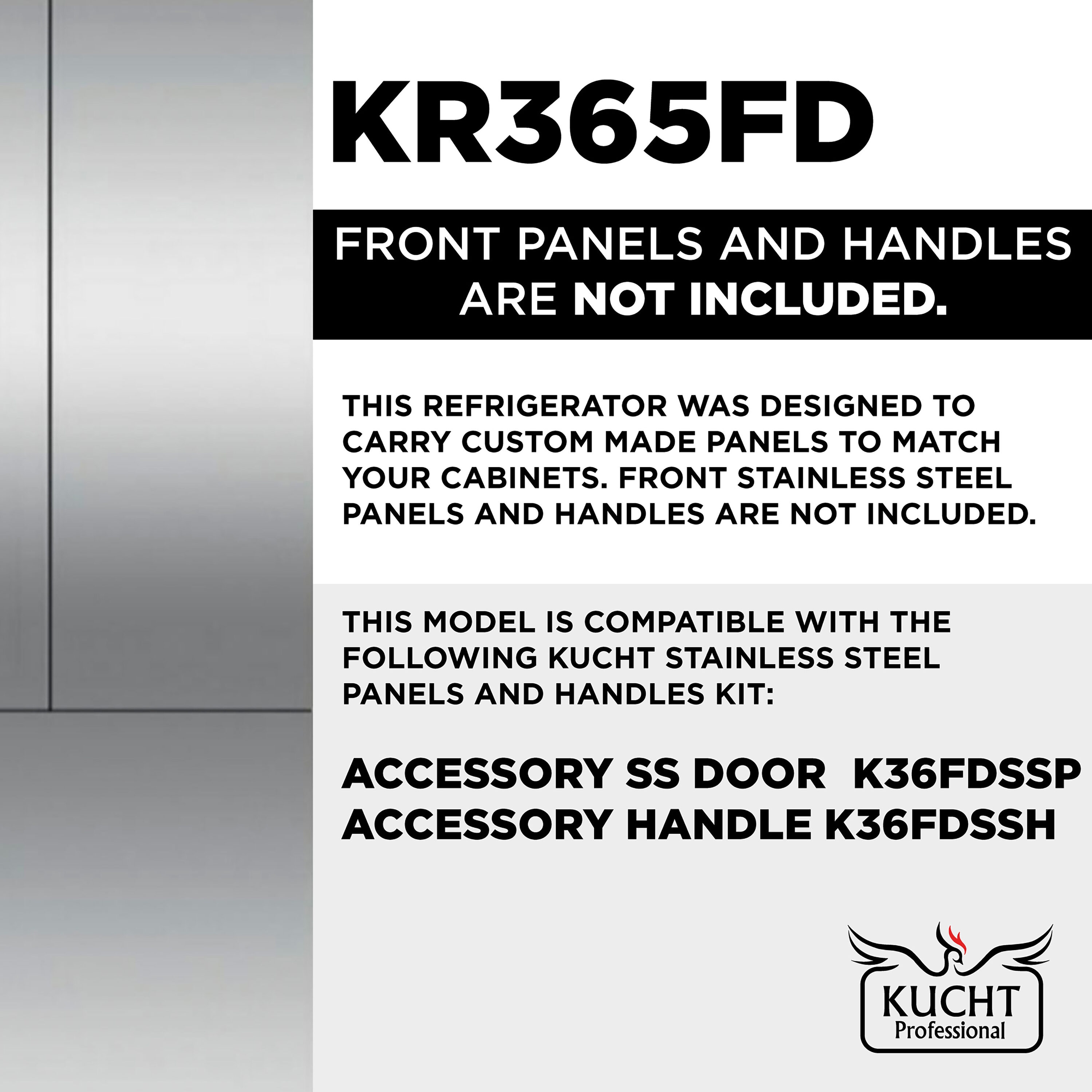 Refrigerador empotrado de 3 puertas estilo francés con máquina de hielo y dispensador de agua y hielo - Blanco, Certificado ENERGY STAR - 19.8 pies cúbicos de profundidad de contador Kucht KR365FD