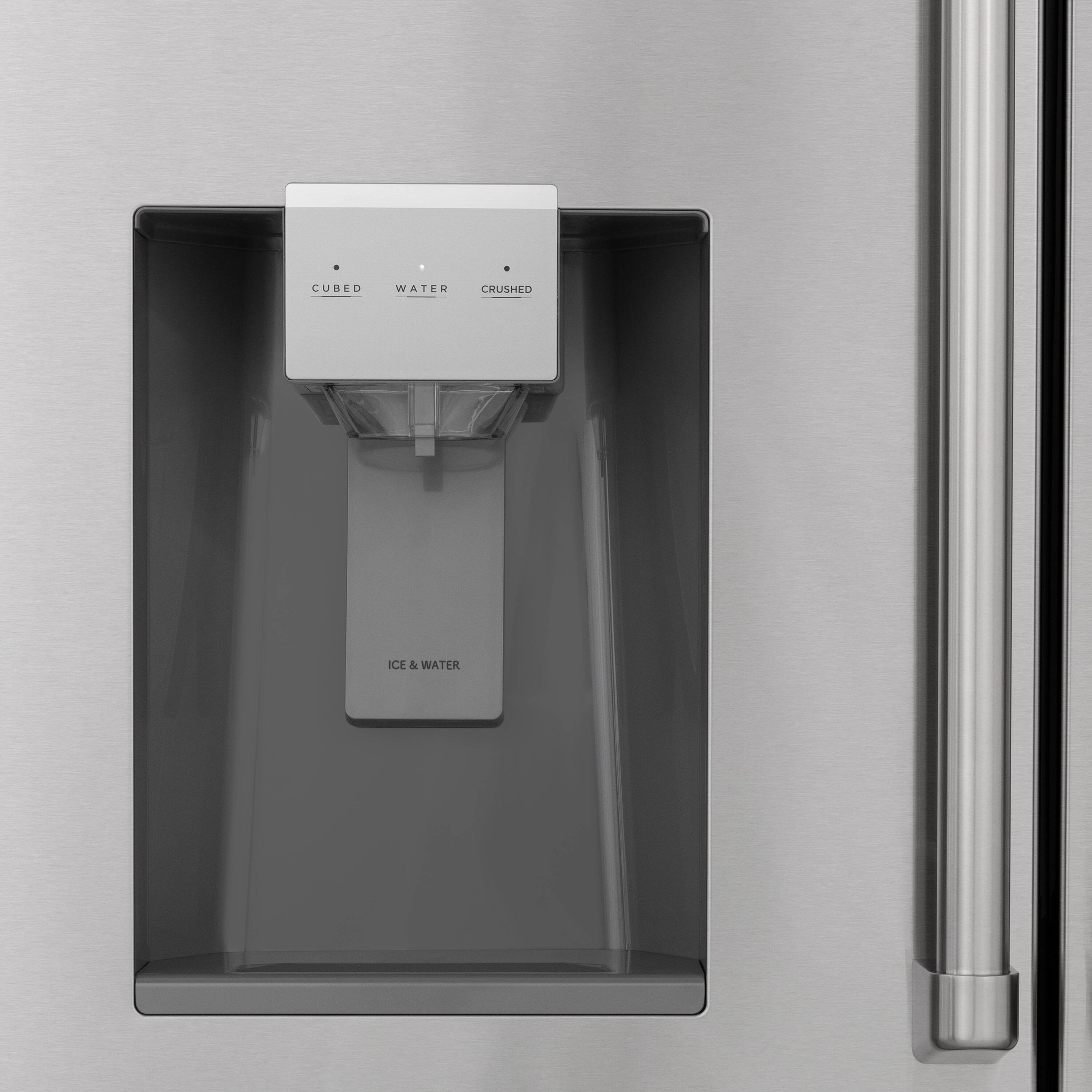 Refrigerador estilo francés de 4 puertas con dispensador de hielo y agua (Acero inoxidable resistente a las huellas dactilares con asas negras mate) Certificación ENERGY STAR con profundidad en mostrador de 21.6 pies cúbicos RFMZ-W-36-MB