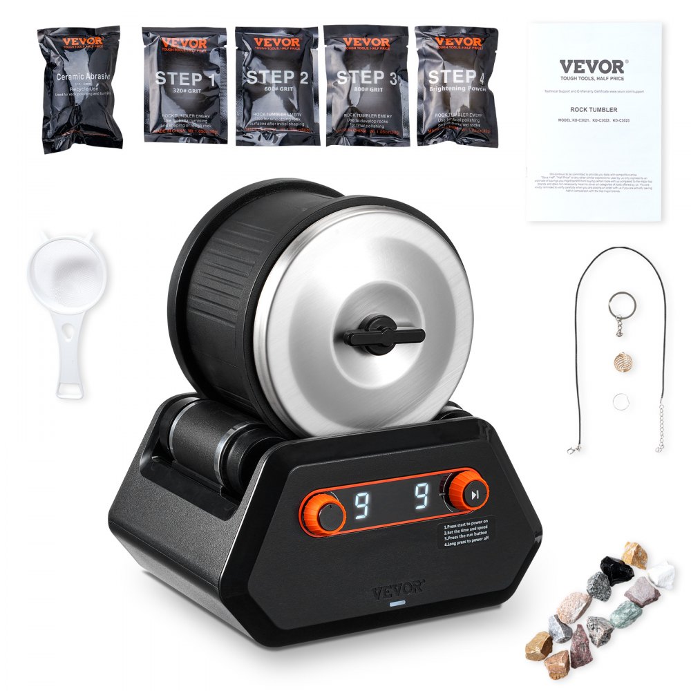 Rock Tumbler Kit 4 lbs Rock Polisher 9 Speeds 9-Day Timer with Grits - YSDMJHSSDKDZLXA8PV5
