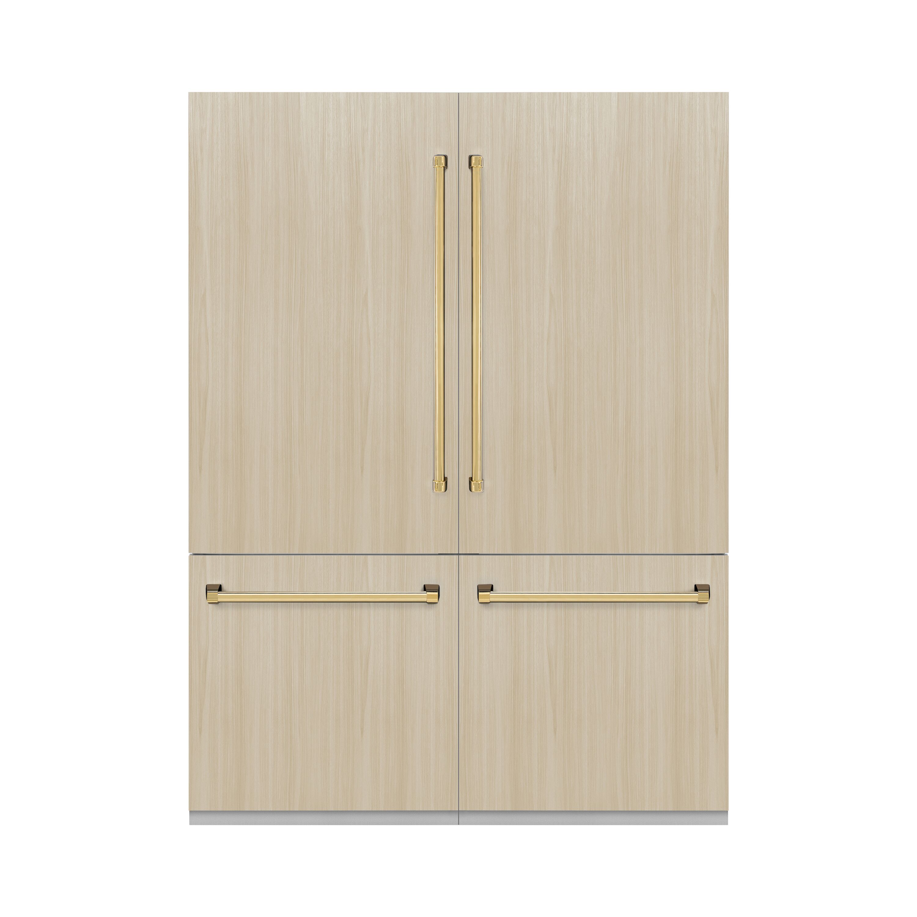 Refrigerador empotrado de puerta francesa de 4 puertas de 32.2 pies cúbicos de profundidad de mostrador con fabricador de hielo, dispensador de agua y hielo (listo para panel) certificado por ENERGY STAR RBIVZ-60-G