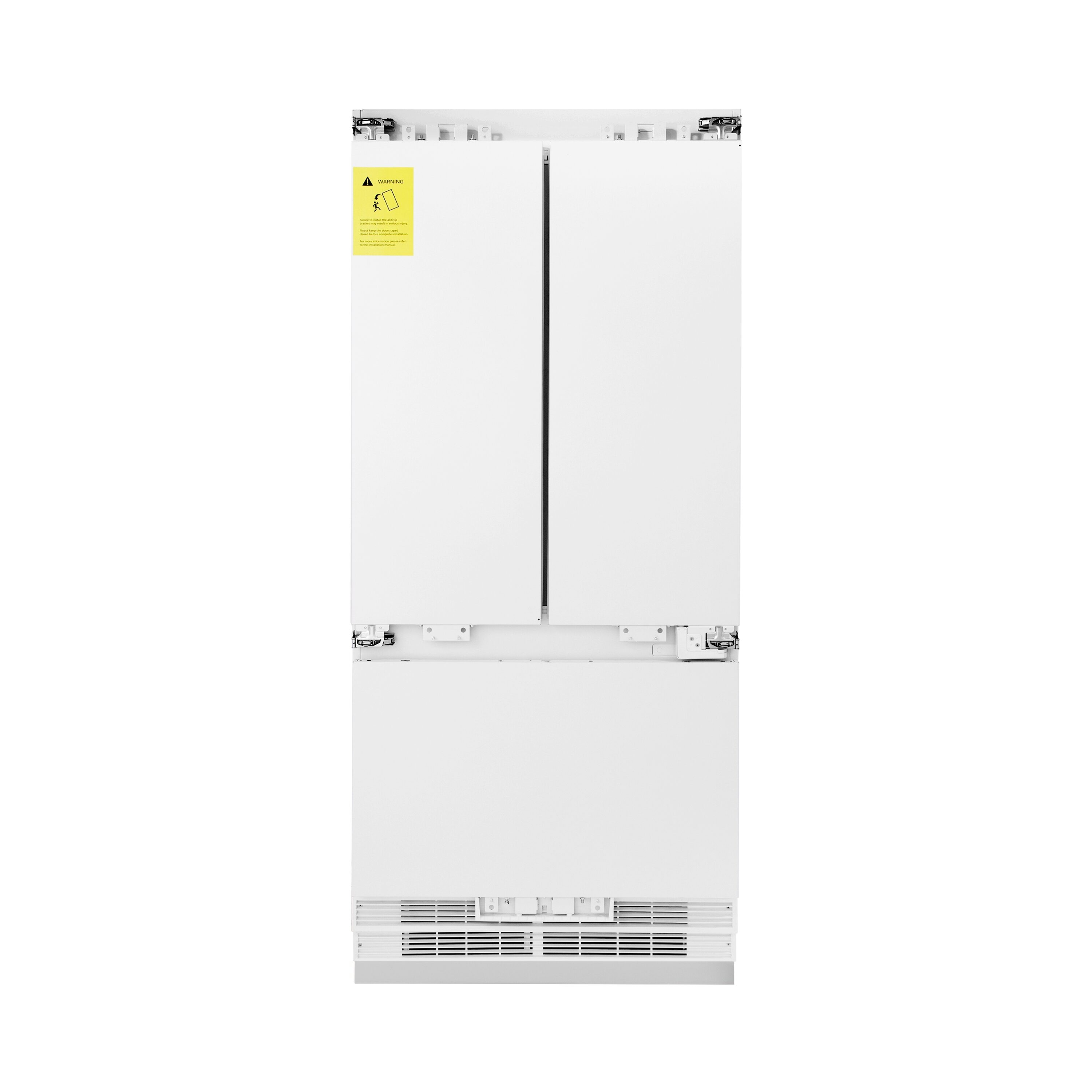 Refrigerador empotrado de puerta francesa ZLINE KITCHEN & BATH de 19.6 pies cúbicos con dispensador de hielo y agua (preparado para panel) certificado por ENERGY STAR RBIVZ-36-G.