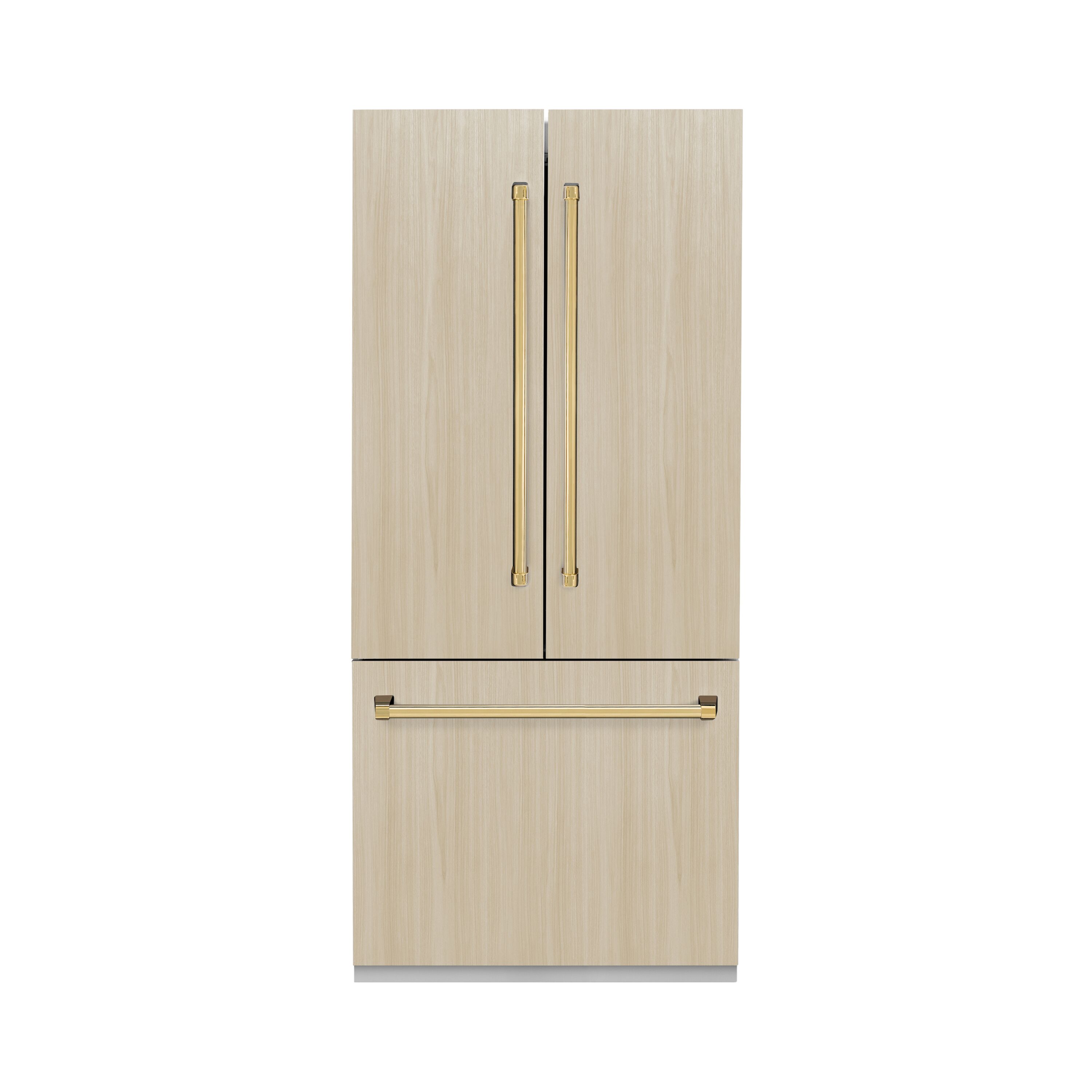 Refrigerador empotrado de puerta francesa ZLINE KITCHEN & BATH de 19.6 pies cúbicos con dispensador de hielo y agua (preparado para panel) certificado por ENERGY STAR RBIVZ-36-G.