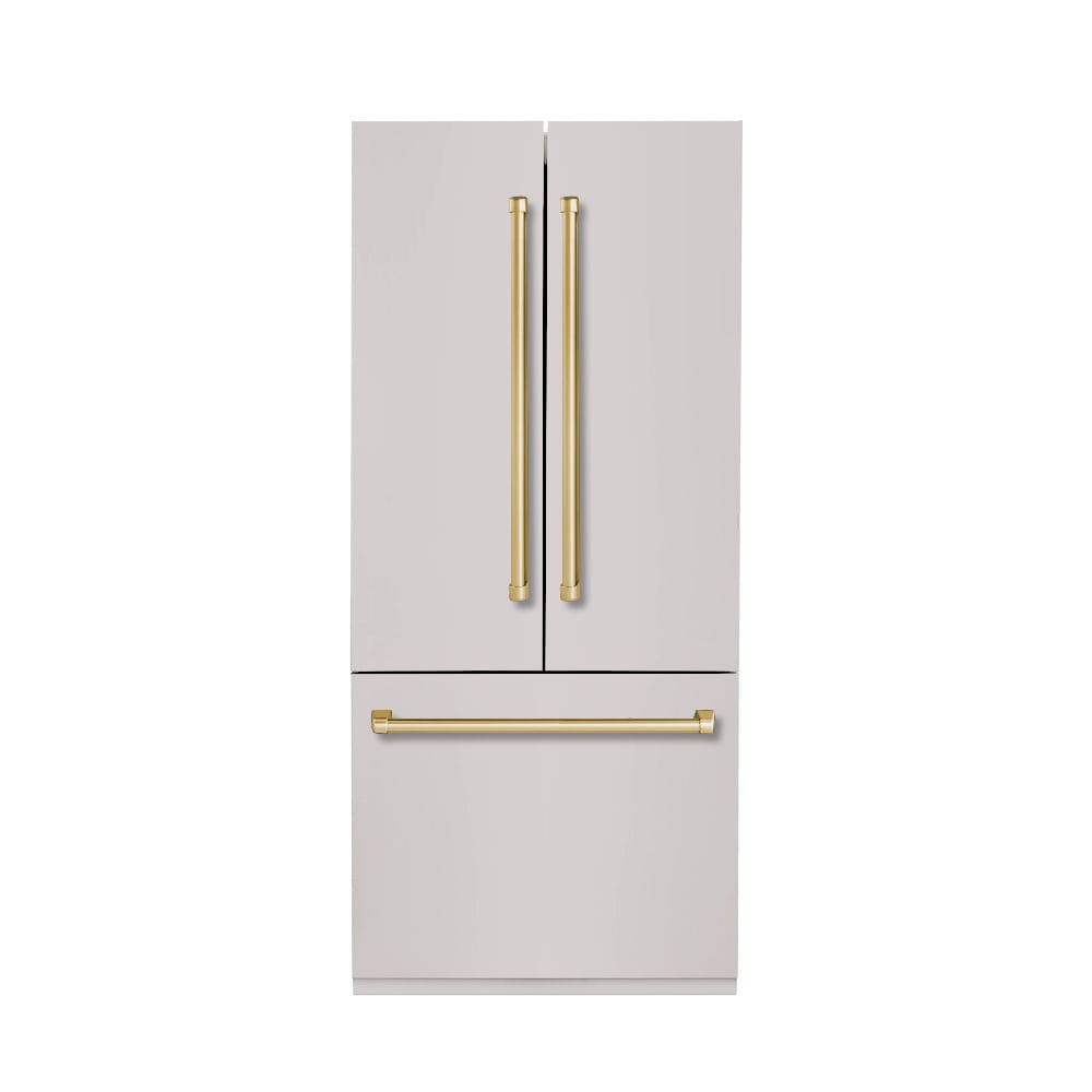 Refrigerador empotrado de puertas francesas de 19.6 pies cúbicos, con dispensador de hielo y agua (acero inoxidable) certificado por ENERGY STAR - Profundidad de mostrador Hallman