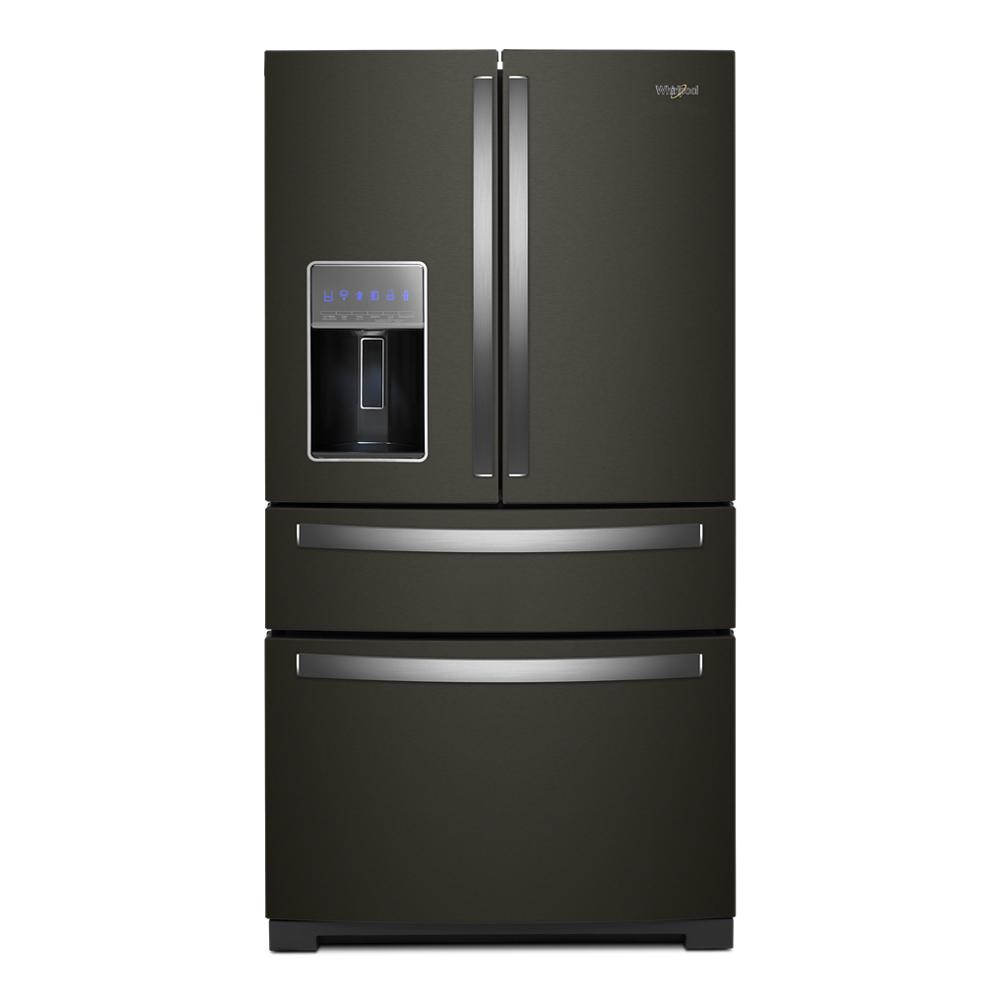 Refrigerador Francés de 4 Puertas de 26.2 pies cúbicos de Profundidad Estándar con Fabricador de Hielo, Dispensador de Agua y Hielo (Acero Inoxidable Negro Resistente a las Huellas Dactilares)
