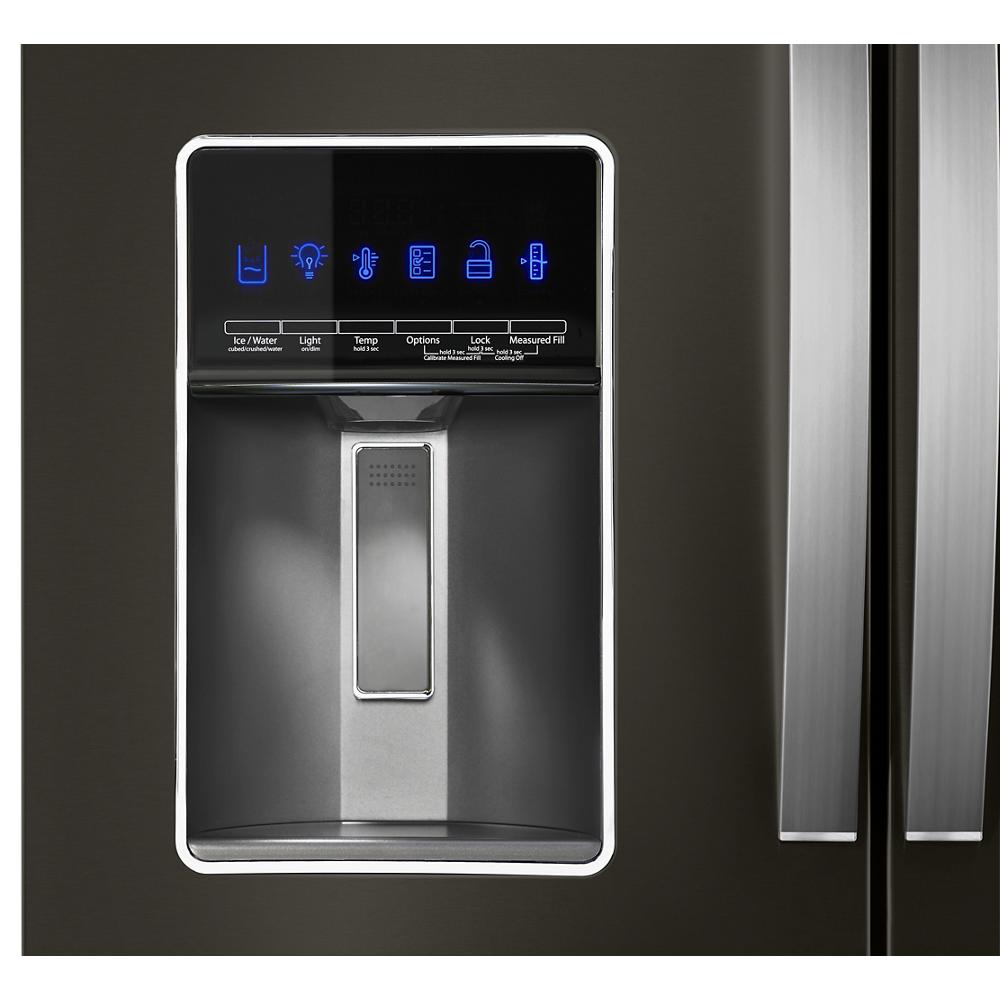 Refrigerador Francés de 4 Puertas de 26.2 pies cúbicos de Profundidad Estándar con Fabricador de Hielo, Dispensador de Agua y Hielo (Acero Inoxidable Negro Resistente a las Huellas Dactilares)