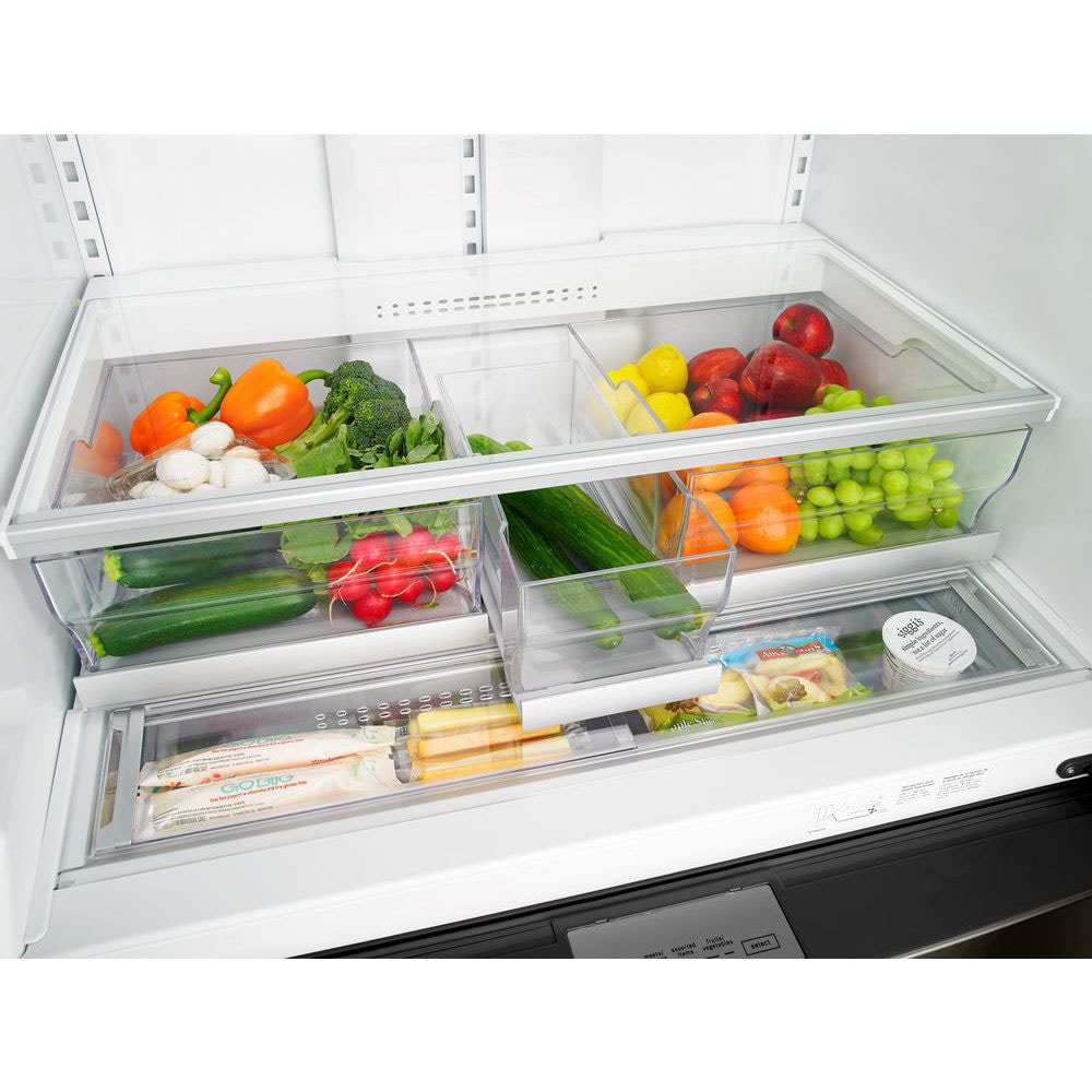 Refrigerador Francés de 4 Puertas de 26.2 pies cúbicos de Profundidad Estándar con Fabricador de Hielo, Dispensador de Agua y Hielo (Acero Inoxidable Negro Resistente a las Huellas Dactilares)