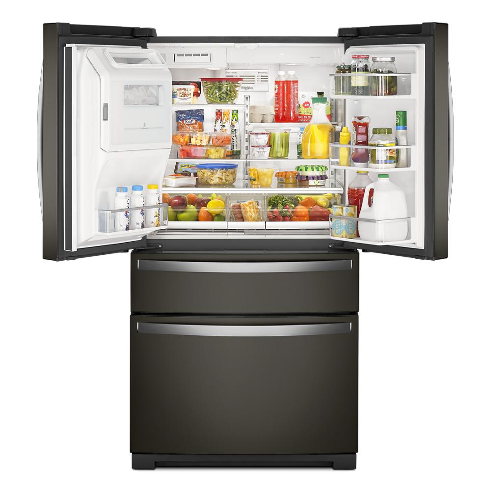Refrigerador Francés de 4 Puertas de 26.2 pies cúbicos de Profundidad Estándar con Fabricador de Hielo, Dispensador de Agua y Hielo (Acero Inoxidable Negro Resistente a las Huellas Dactilares)