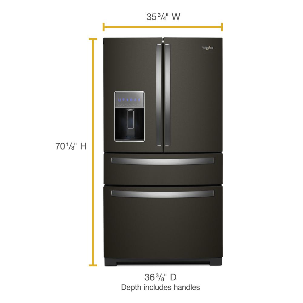 Refrigerador Francés de 4 Puertas de 26.2 pies cúbicos de Profundidad Estándar con Fabricador de Hielo, Dispensador de Agua y Hielo (Acero Inoxidable Negro Resistente a las Huellas Dactilares)