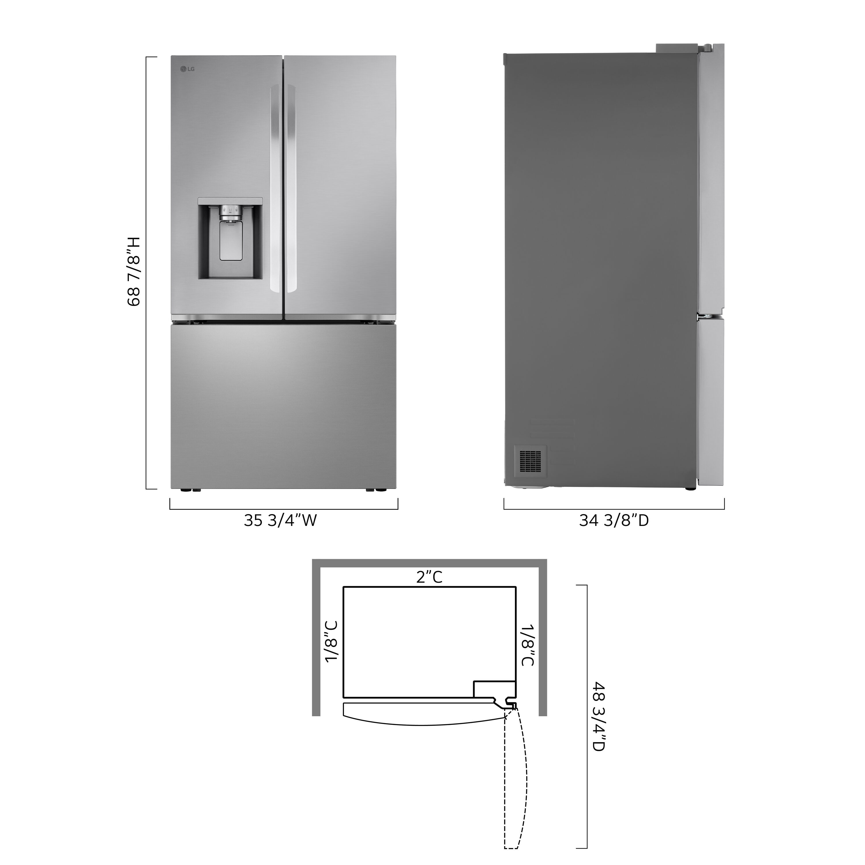 Refrigerador de puertas francesas LG con fabricador de hielo artesanal en el congelador de profundidad estándar de 30.7 pies cúbicos con dispensador de agua y hielo (Acero inoxidable) Compatible con Smart ENERGY STAR Certificado LL31H6530S