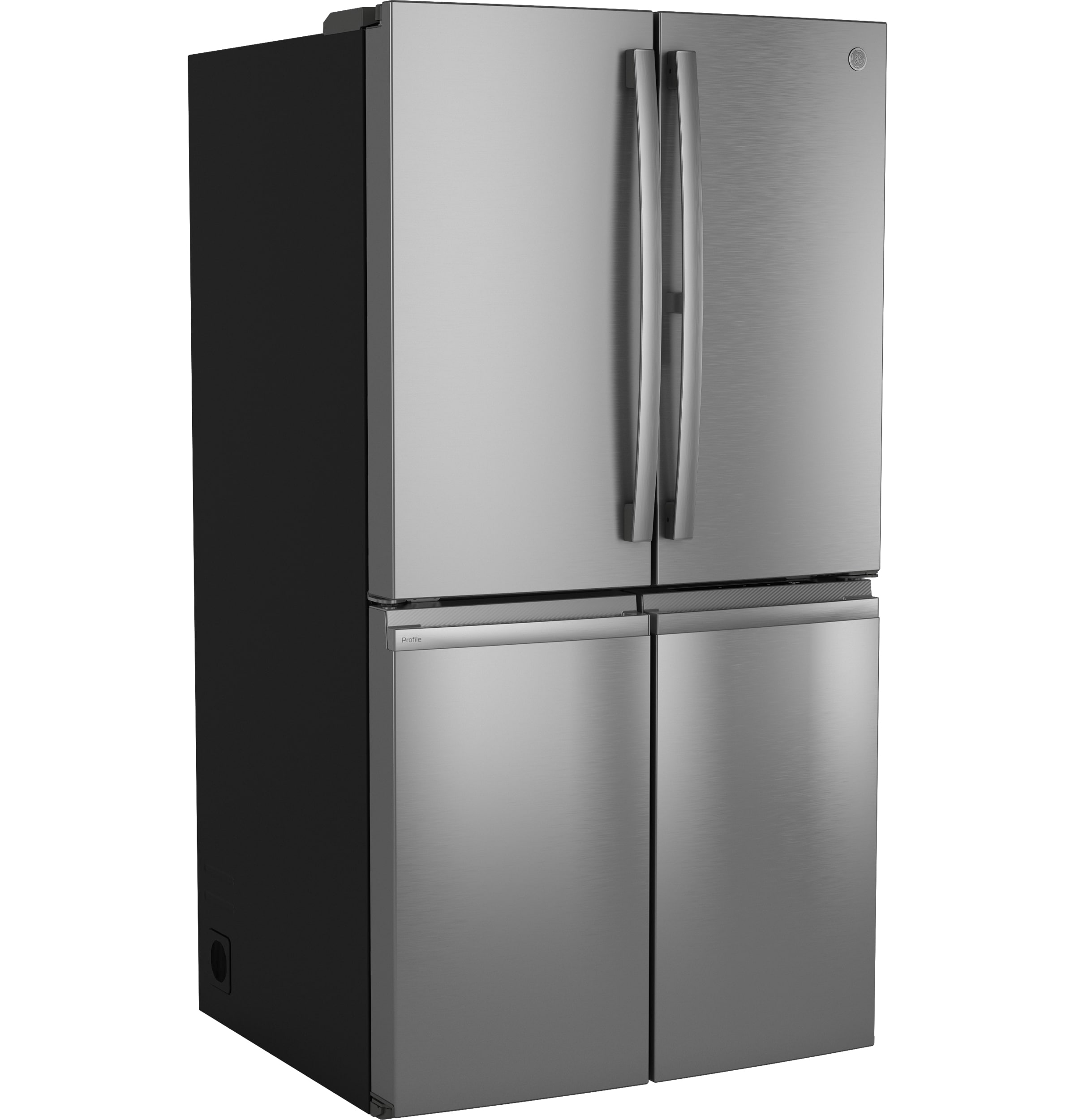 Refrigerador Francés de 4 puertas con dispensador de hielo y agua, y puerta dentro de puerta, resistente a huellas dactilares, certificado ENERGY STAR GE Profile de 28 pies cúbicos de profundidad estándar y compatible con tecnología inteligente_PAD28BYTFS