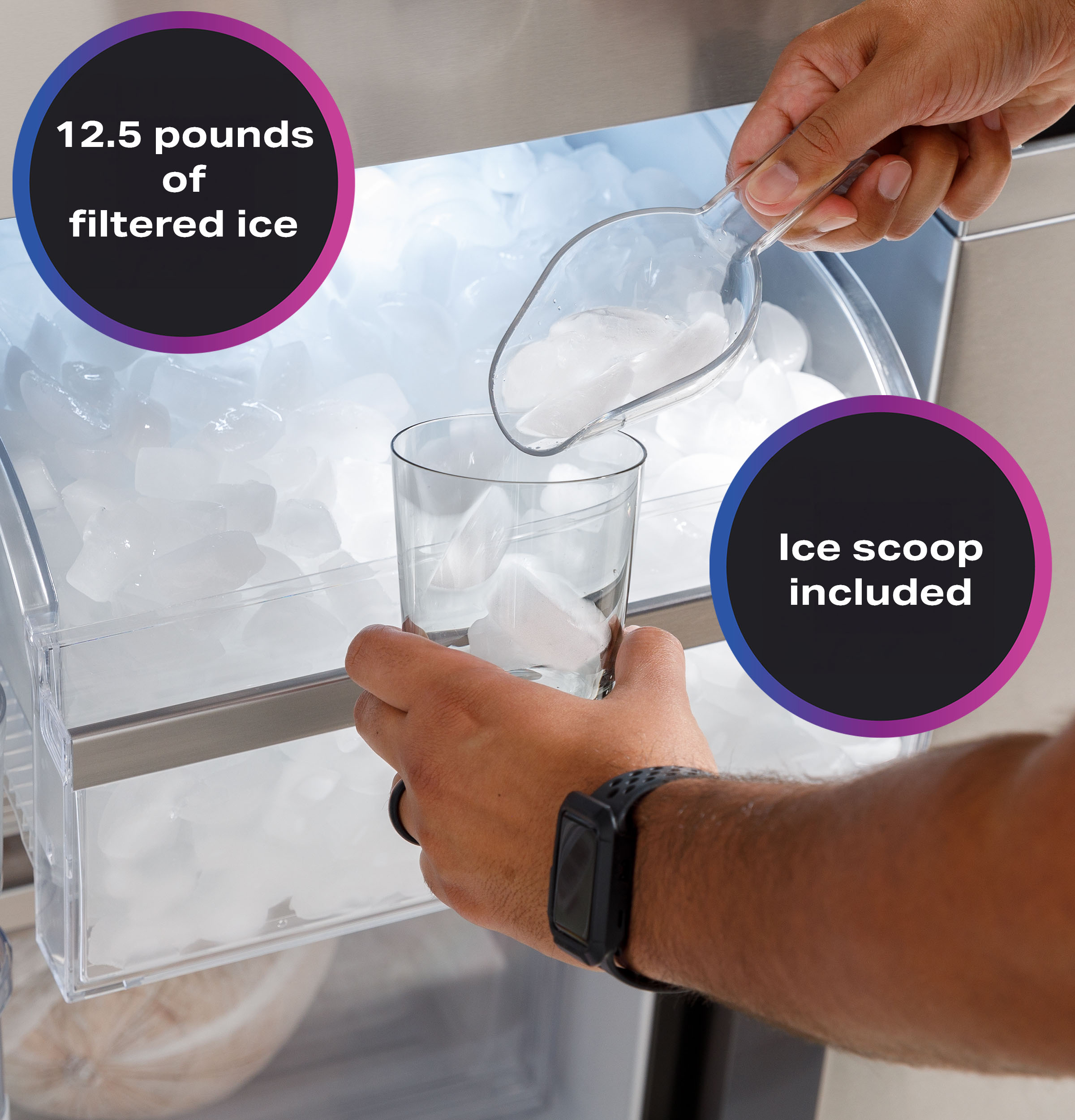 Refrigerador Francés de 4 puertas con dispensador de hielo y agua, y puerta dentro de puerta, resistente a huellas dactilares, certificado ENERGY STAR GE Profile de 28 pies cúbicos de profundidad estándar y compatible con tecnología inteligente_PAD28BYTFS