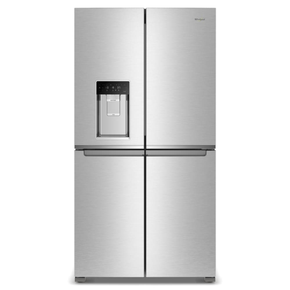 Refrigerador francés de 4 puertas Whirlpool de 19.2 pies cúbicos de profundidad de mostrador con fabricador de hielo y dispensador de agua e hielo (Acero Inoxidable resistente a huellas dactilares) WRQC7836RZ