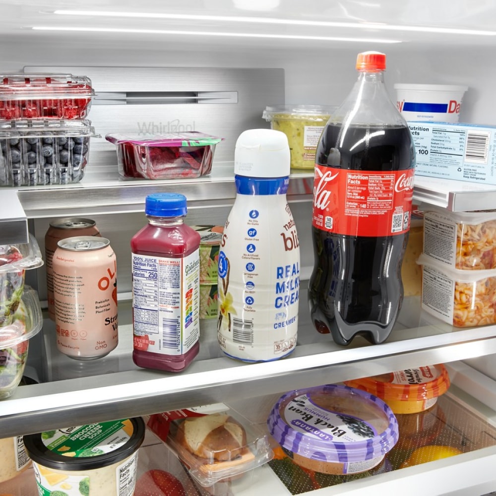 Refrigerador francés de 4 puertas Whirlpool de 19.2 pies cúbicos de profundidad de mostrador con fabricador de hielo y dispensador de agua e hielo (Acero Inoxidable resistente a huellas dactilares) WRQC7836RZ