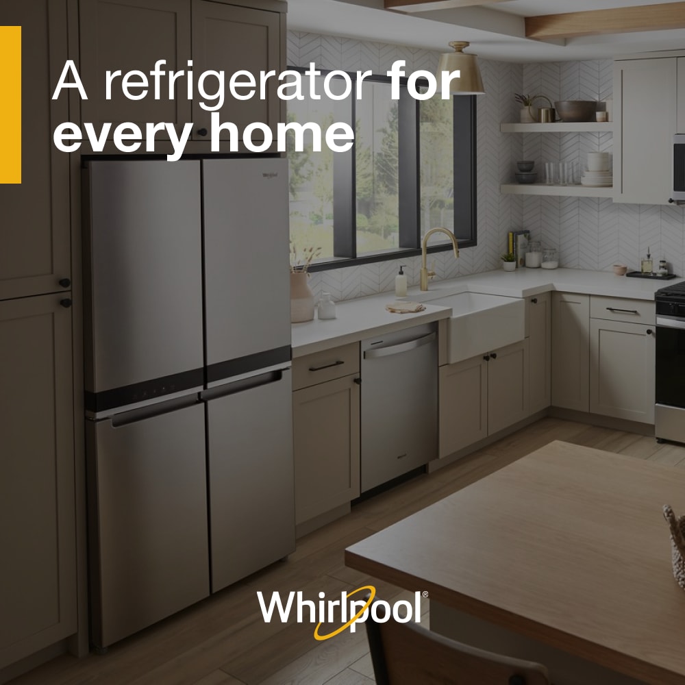 Refrigerador francés de 4 puertas Whirlpool de 19.2 pies cúbicos de profundidad de mostrador con fabricador de hielo y dispensador de agua e hielo (Acero Inoxidable resistente a huellas dactilares) WRQC7836RZ