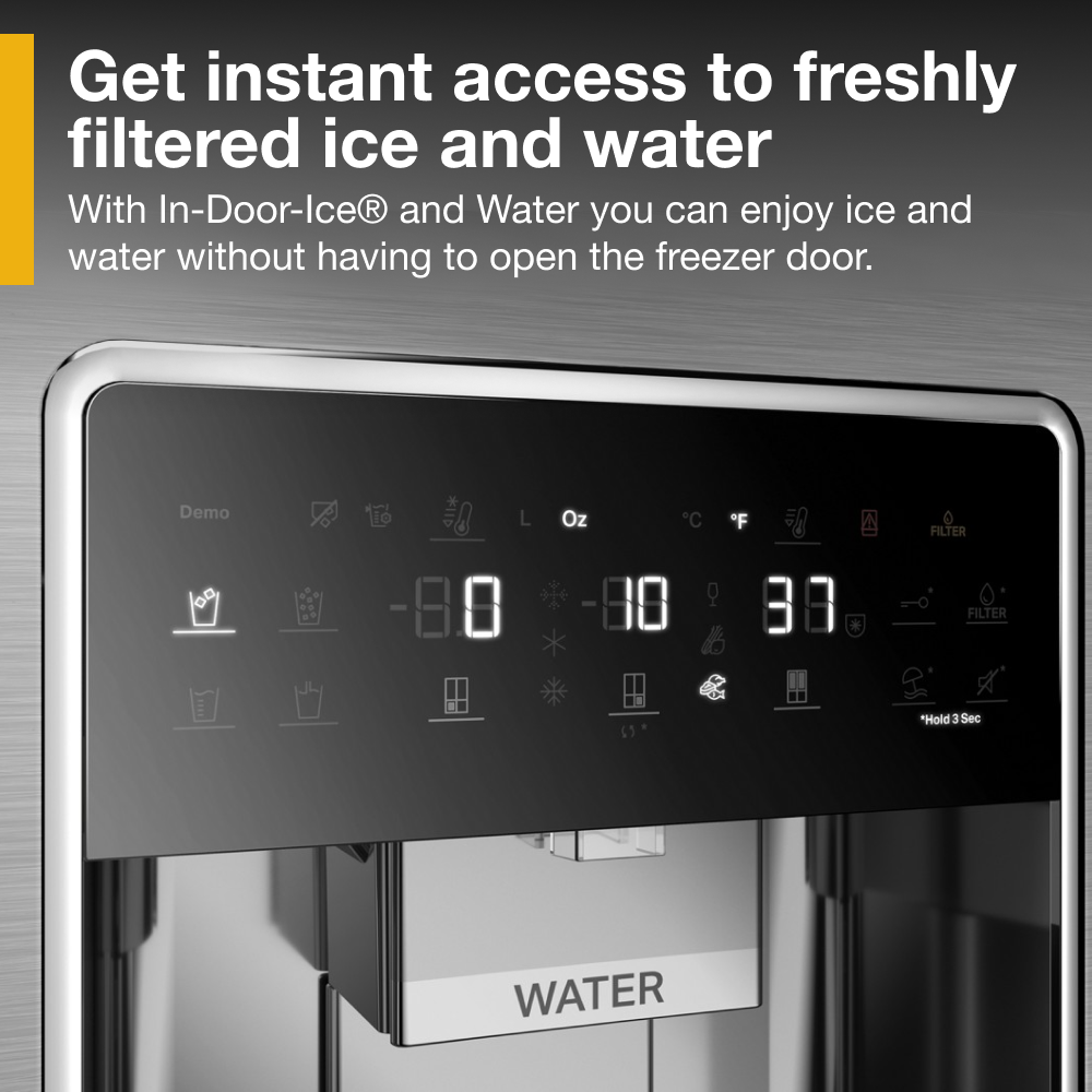 Refrigerador francés de 4 puertas Whirlpool de 19.2 pies cúbicos de profundidad de mostrador con fabricador de hielo y dispensador de agua e hielo (Acero Inoxidable resistente a huellas dactilares) WRQC7836RZ