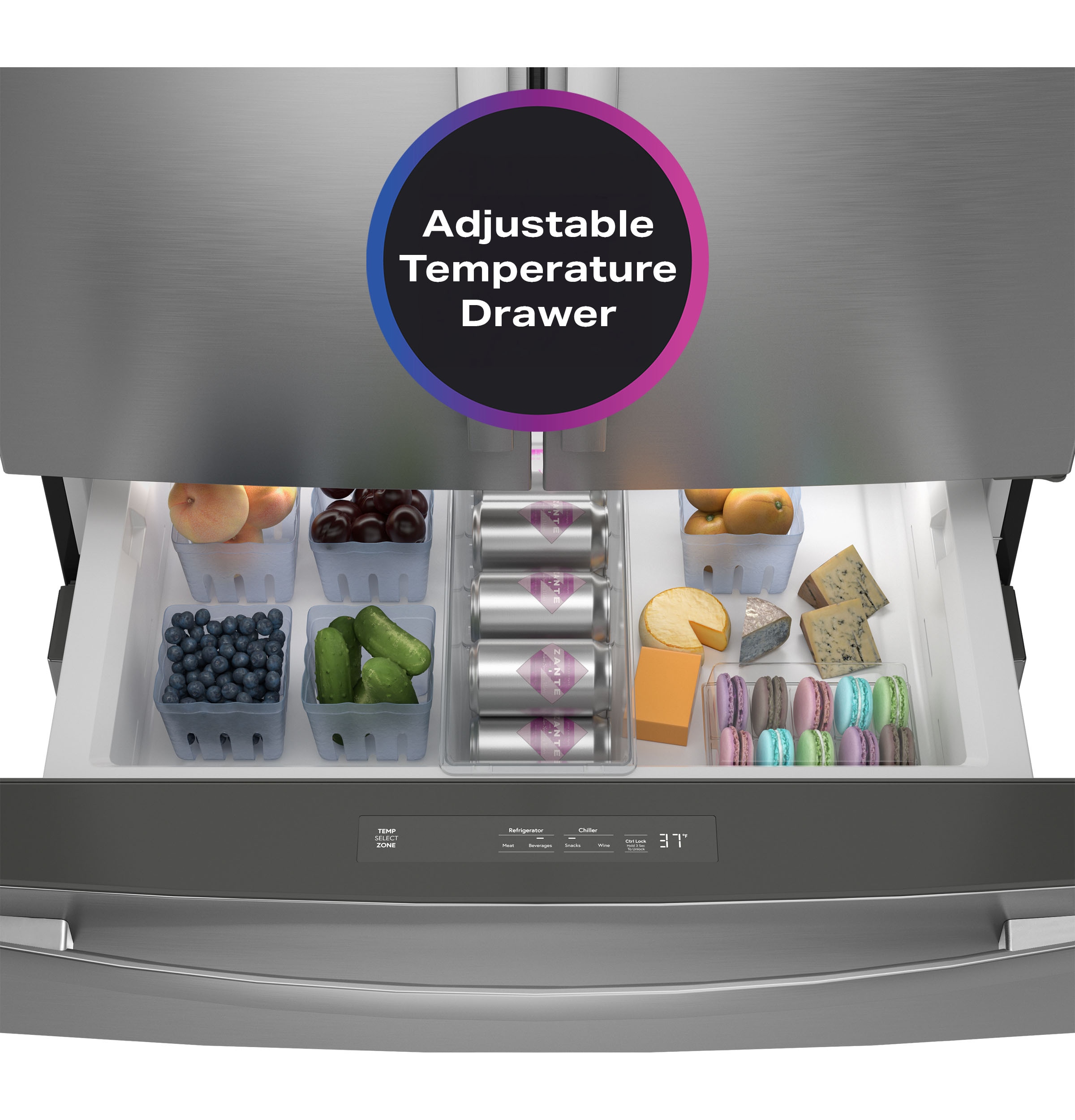 Refrigerador de Puertas Francesas GE Profile de 23.2 pies cúbicos de Profundidad de Mostrador, Compatible con Smart (Acero Inoxidable) con Fabricador de Hielo y Dispensador de Agua, Certificado ENERGY STAR