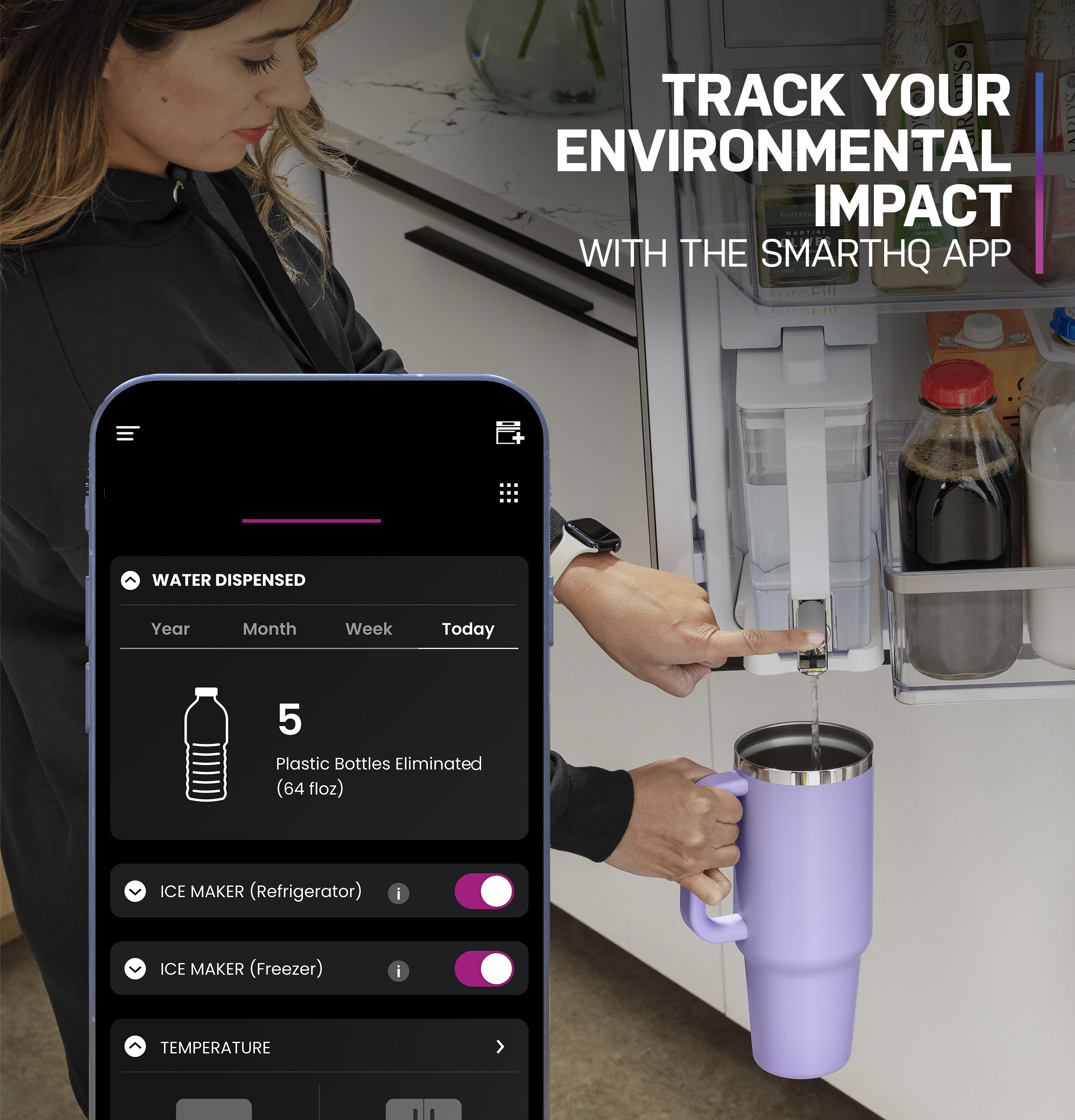 Refrigerador de Puertas Francesas GE Profile de 23.2 pies cúbicos de Profundidad de Mostrador, Compatible con Smart (Acero Inoxidable) con Fabricador de Hielo y Dispensador de Agua, Certificado ENERGY STAR