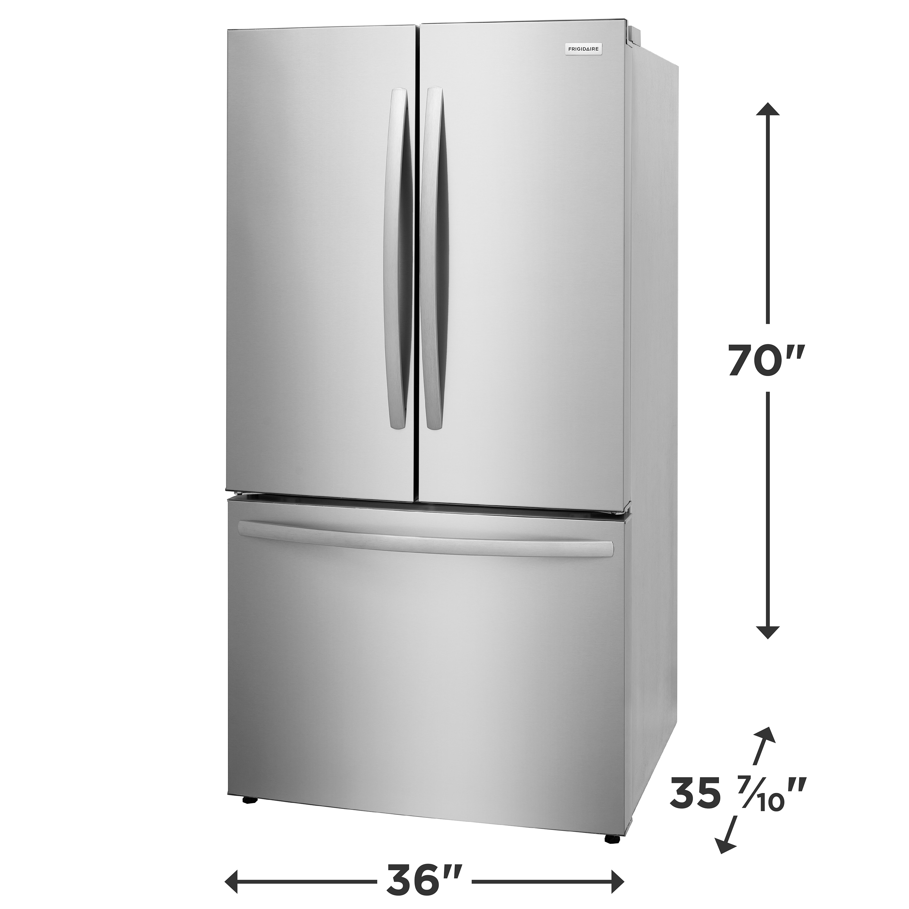Refrigerador Francés de 3 Puertas de Profundidad Estándar de 28.8 pies cúbicos con Fabricador de Hielo y Dispensador de Agua (Acero Inoxidable Anti-huellas) Certificado ENERGY STAR.
