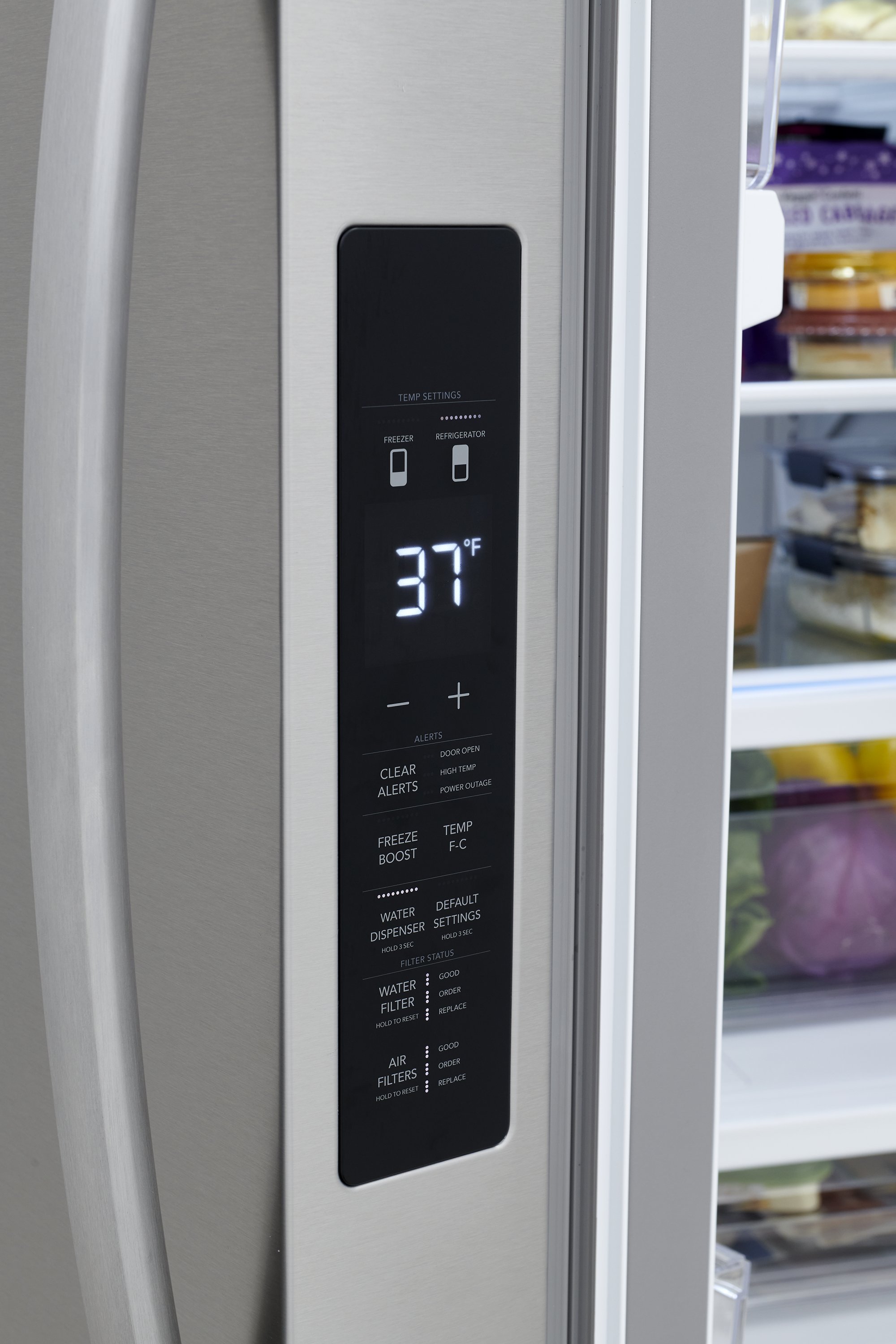 Refrigerador Francés de 3 Puertas de Profundidad Estándar de 28.8 pies cúbicos con Fabricador de Hielo y Dispensador de Agua (Acero Inoxidable Anti-huellas) Certificado ENERGY STAR.