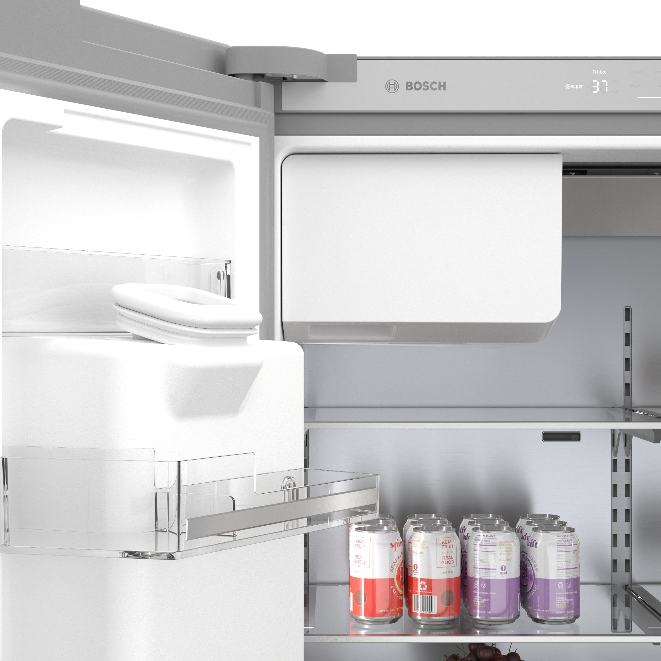 Refrigerador francés de puerta triple compatible con Smart de la serie 500 de Bosch de profundidad de mostrador con fabricador de hielo, dispensador de agua e hielo (Acero inoxidable) Certificado ENERGY STAR B36CD50SNS