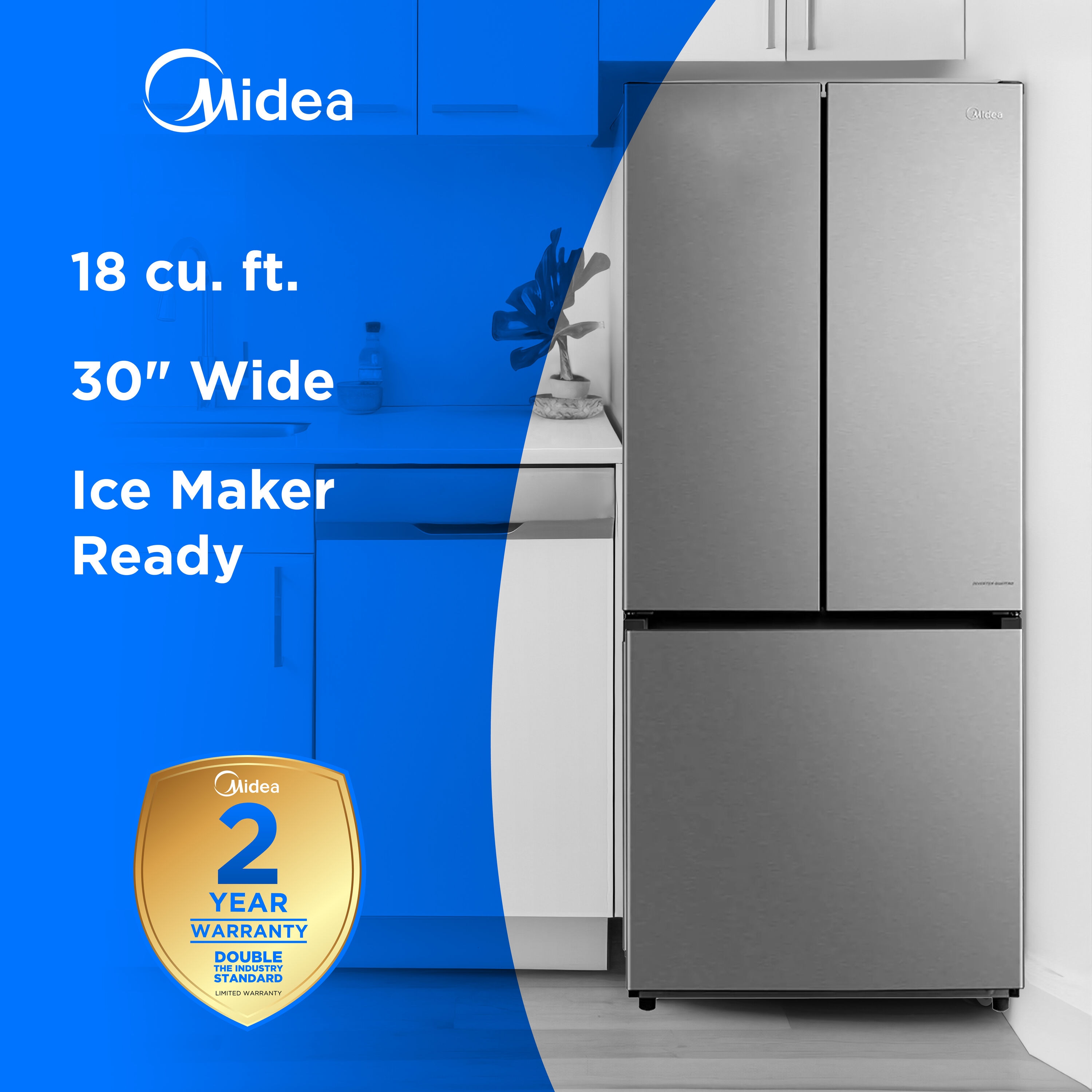 Refrigerador Francés de Puerta Triple de 18.4 pies cúbicos de Profundidad Estándar de Acero Inoxidable con Certificación ENERGY STAR MRF18B4AST