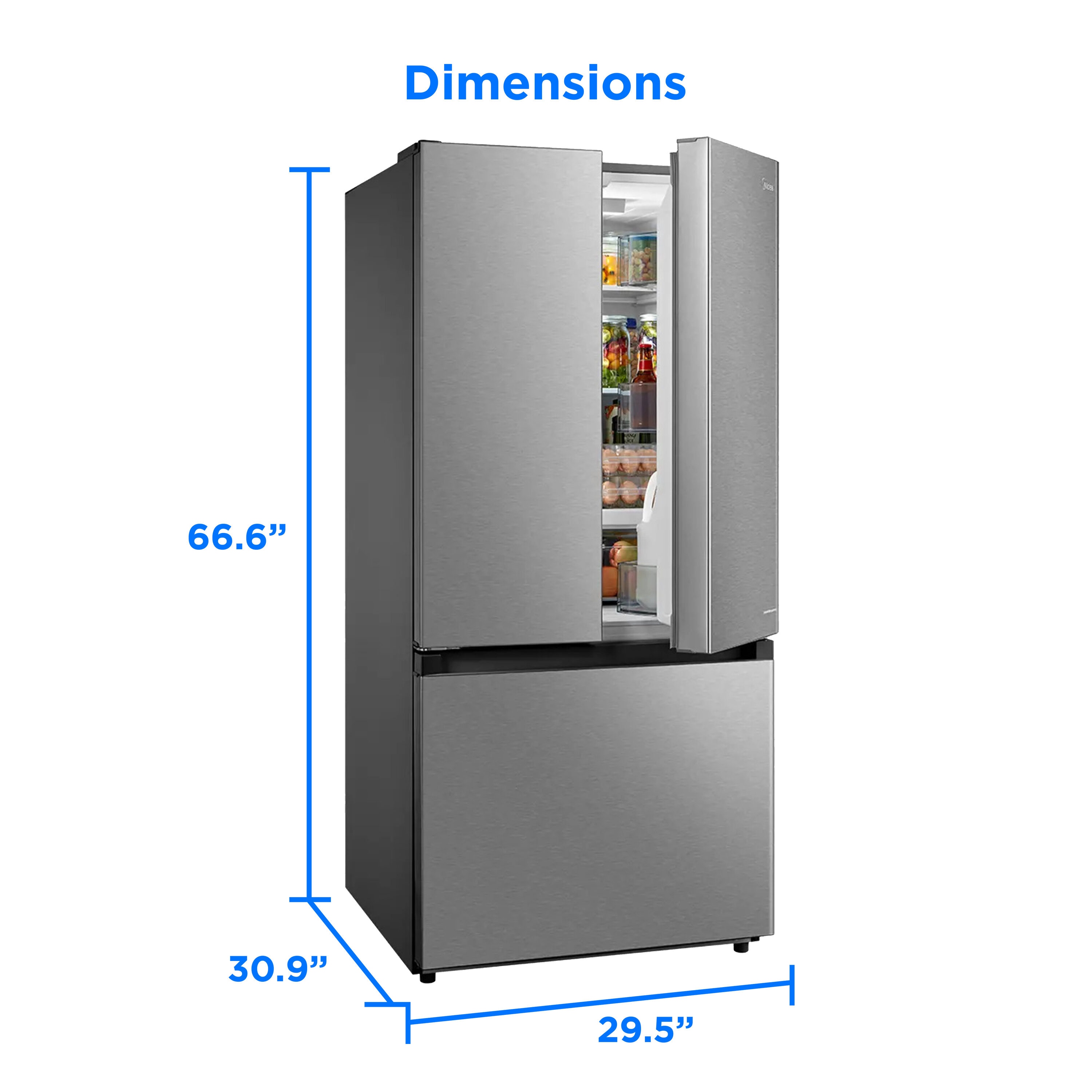 Refrigerador Francés de Puerta Triple de 18.4 pies cúbicos de Profundidad Estándar de Acero Inoxidable con Certificación ENERGY STAR MRF18B4AST