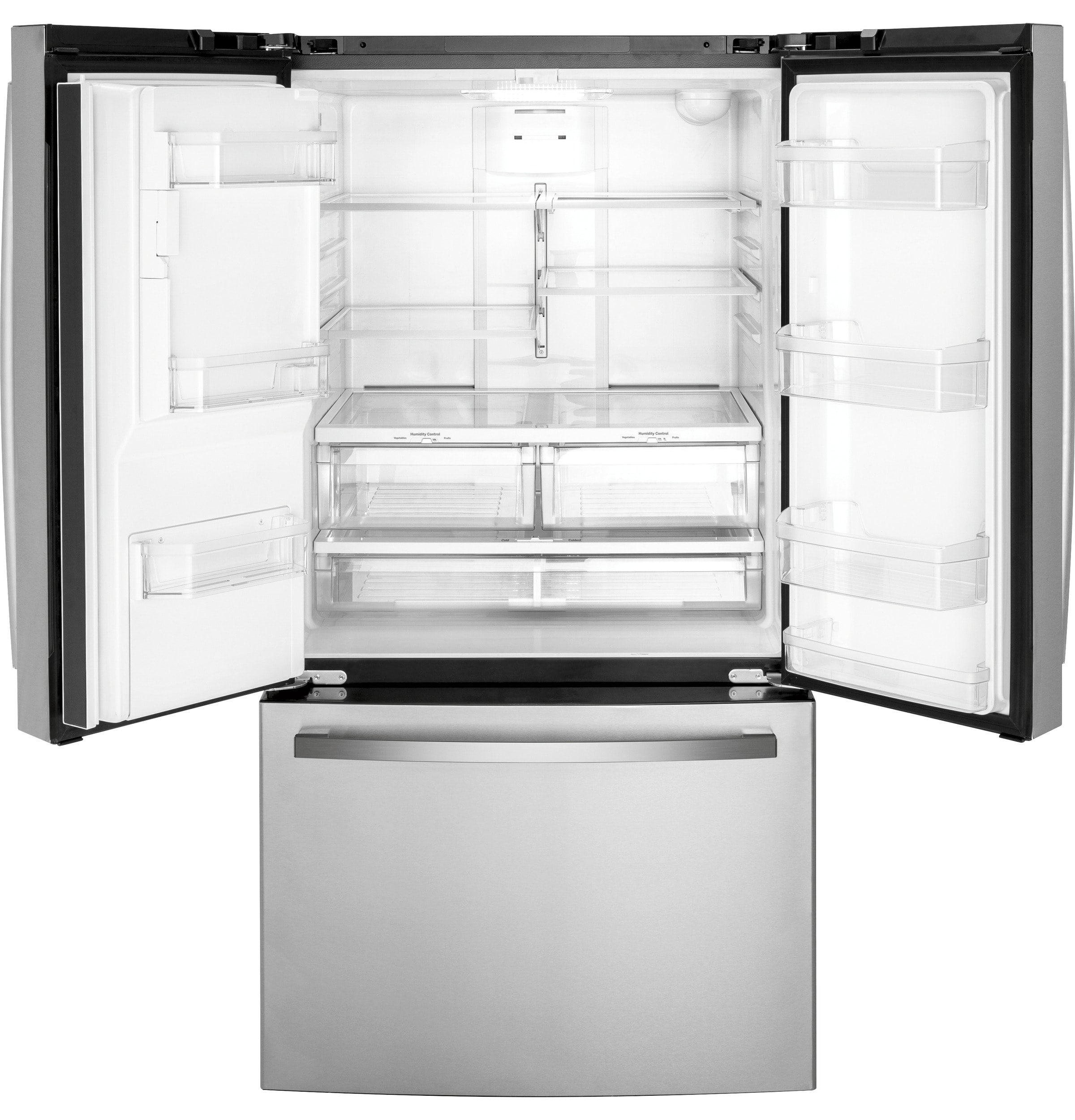 Refrigerador de puertas francesas de 25.6 pies cúbicos con fabricador de hielo, dispensador de agua y hielo (Acero inoxidable resistente a huellas dactilares) ENERGY STAR