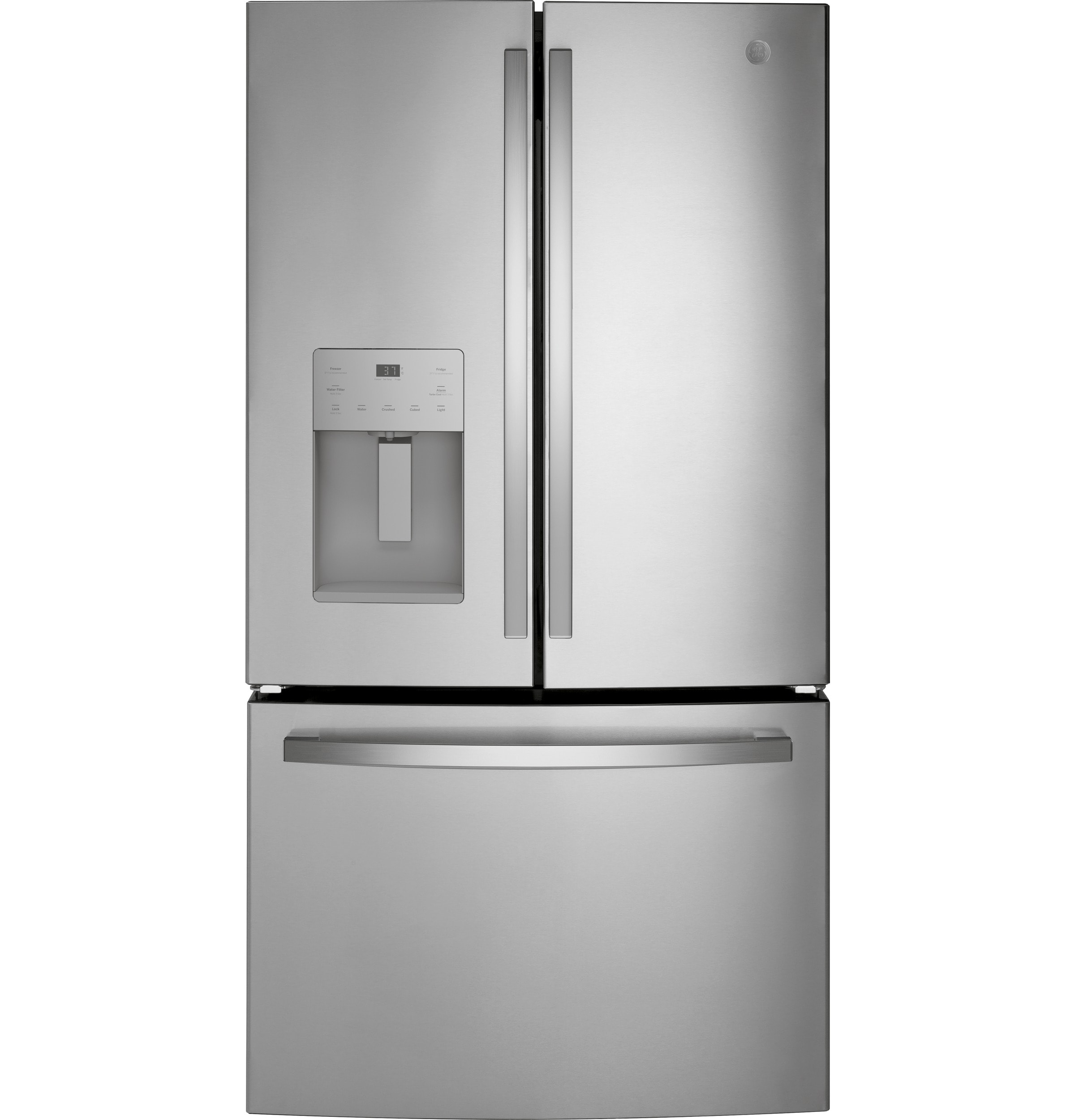 Refrigerador de puertas francesas de 25.6 pies cúbicos con fabricador de hielo, dispensador de agua y hielo (Acero inoxidable resistente a huellas dactilares) ENERGY STAR