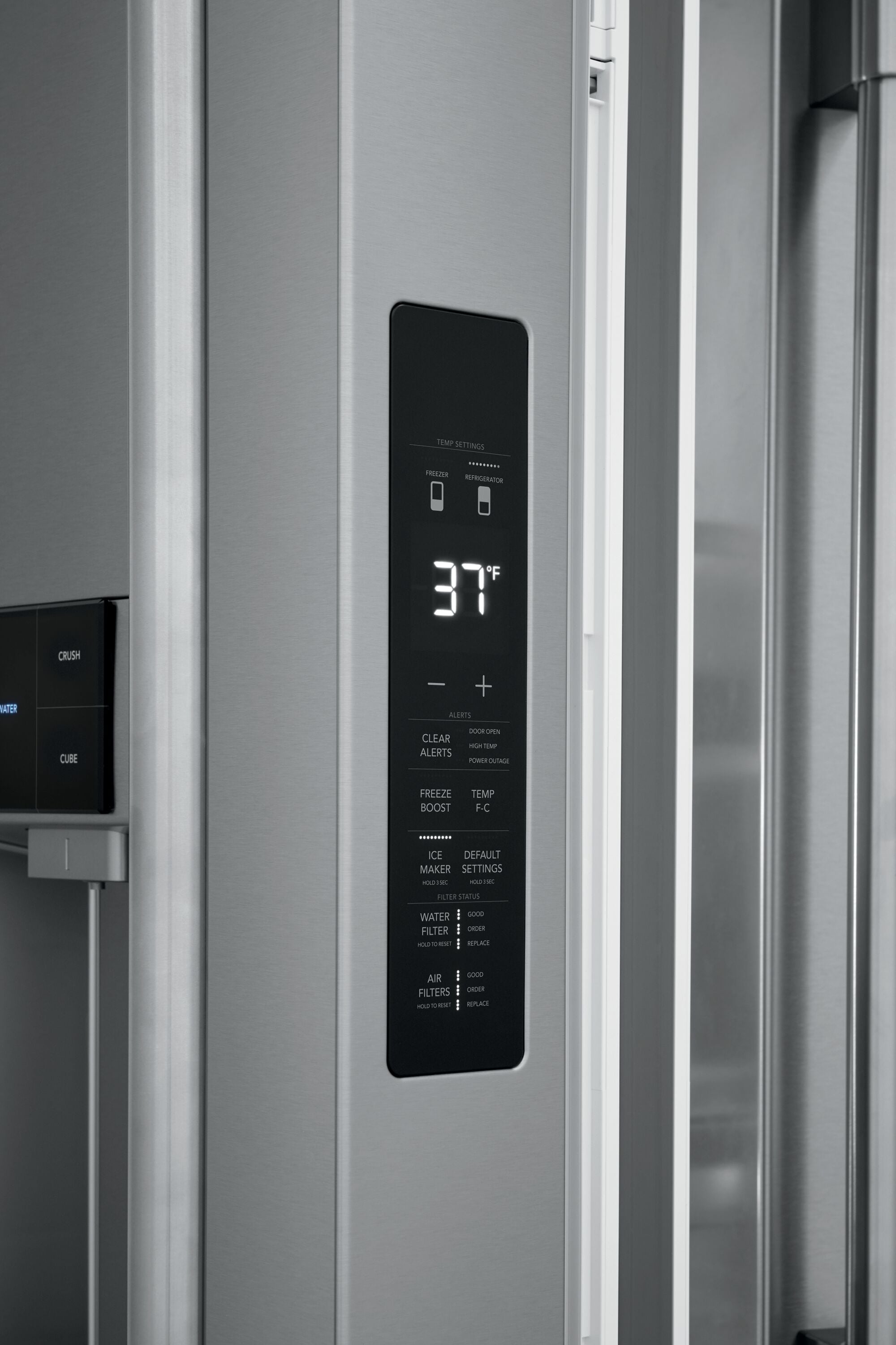 Refrigerador Francés de Puerta Doble de 4 Puertas Profesional de Frigidaire con Capacidad de 21.4 pies cúbicos y Fabricador de Hielo Doble con Dispensador de Agua y Hielo (Acero Inoxidable Anti-Huellas) Certificado por ENERGY STAR