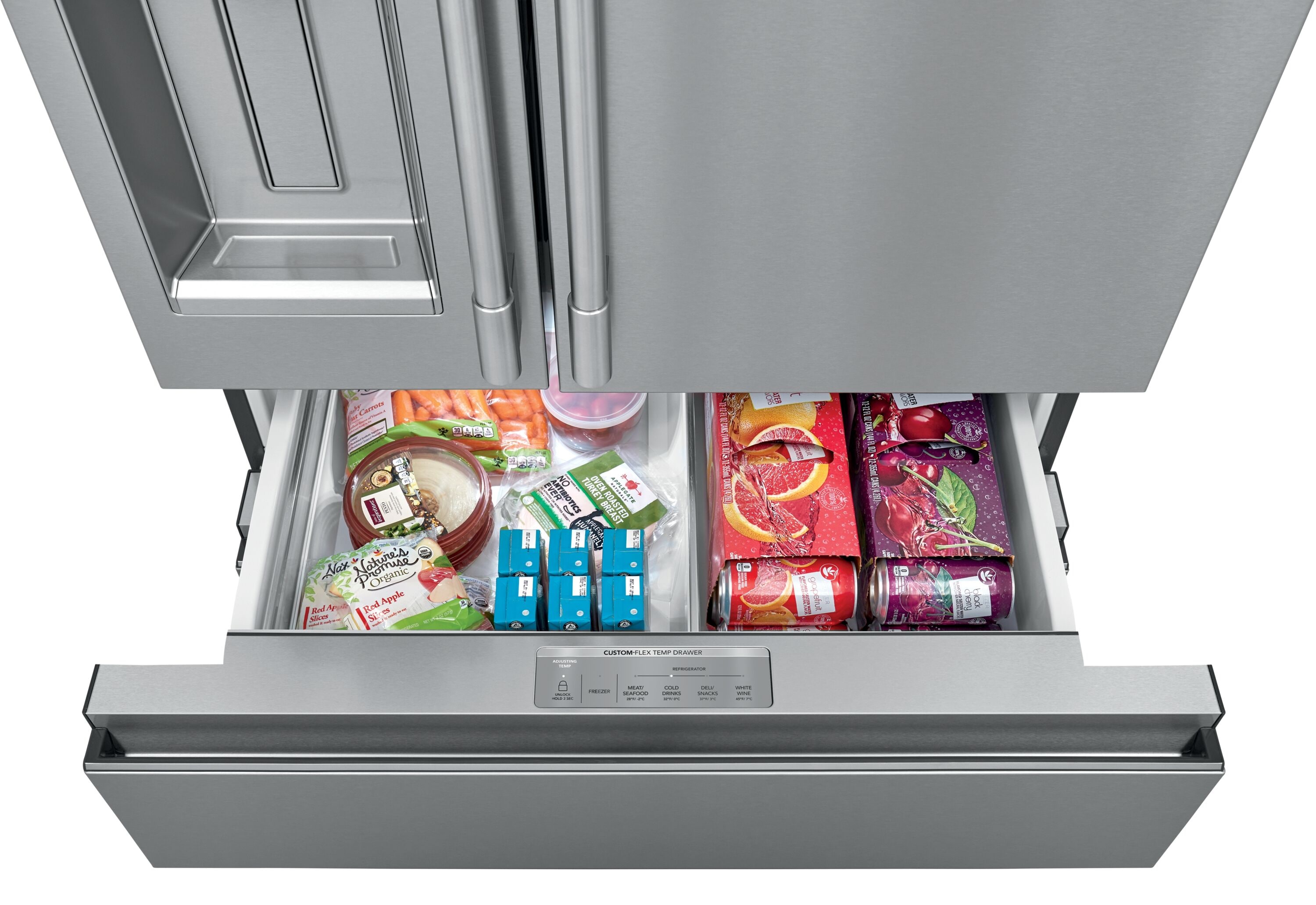 Refrigerador Francés de Puerta Doble de 4 Puertas Profesional de Frigidaire con Capacidad de 21.4 pies cúbicos y Fabricador de Hielo Doble con Dispensador de Agua y Hielo (Acero Inoxidable Anti-Huellas) Certificado por ENERGY STAR