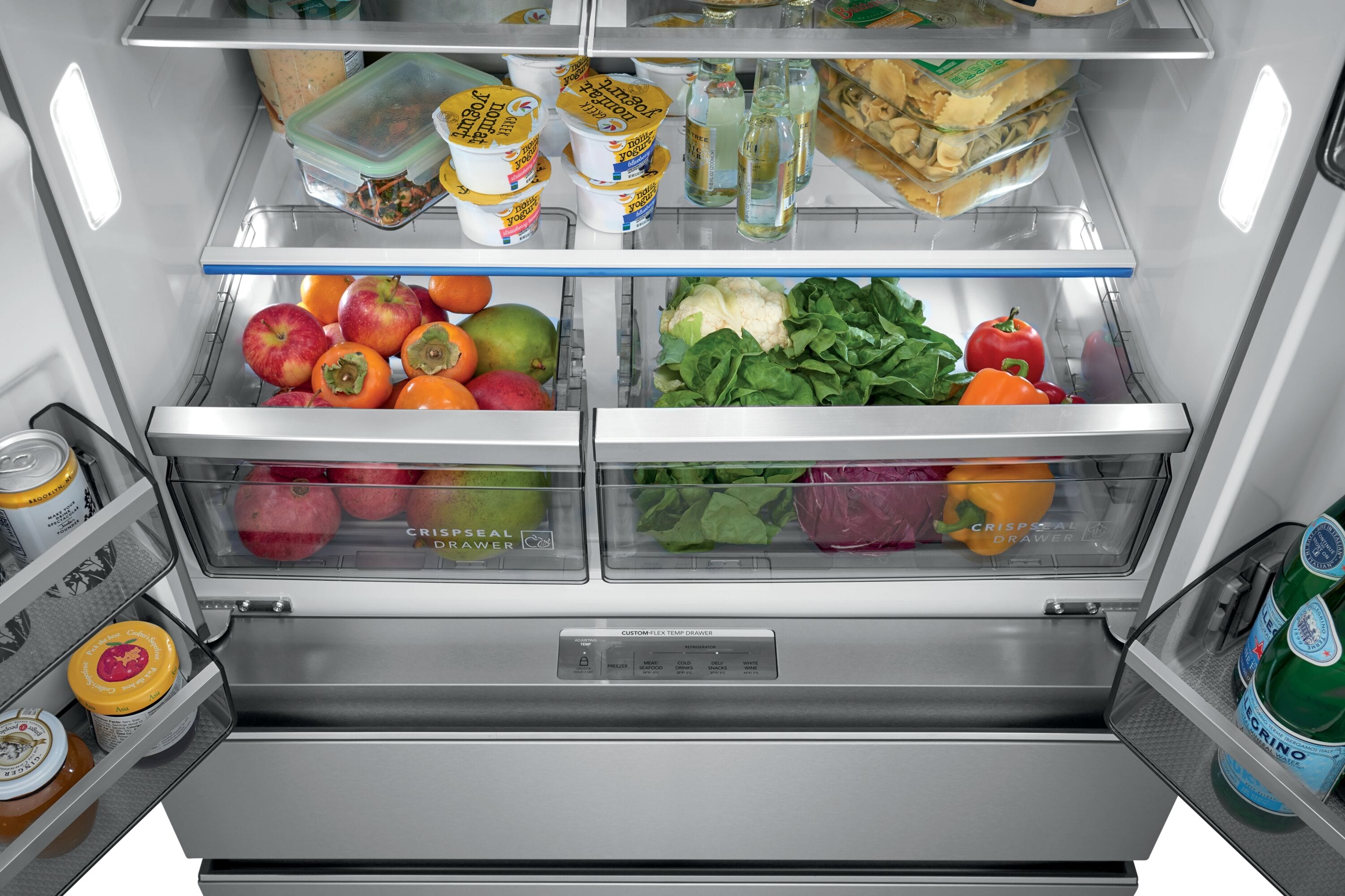 Refrigerador Francés de Puerta Doble de 4 Puertas Profesional de Frigidaire con Capacidad de 21.4 pies cúbicos y Fabricador de Hielo Doble con Dispensador de Agua y Hielo (Acero Inoxidable Anti-Huellas) Certificado por ENERGY STAR