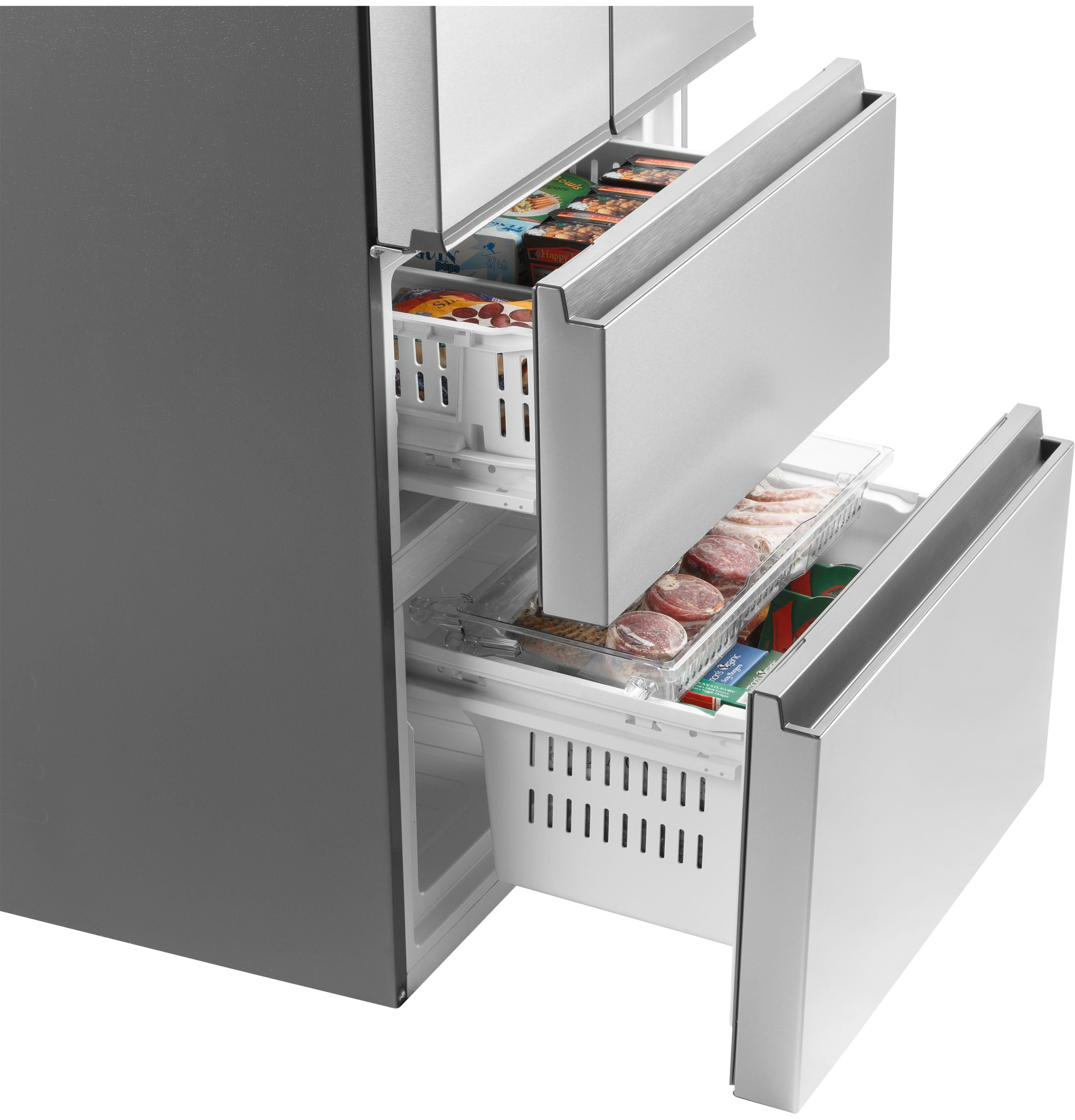 Refrigerador de puertas francesas de 4 puertas Haier Counter-Depth de 14.5 pies cúbicos opcional (se vende por separado) (Acero inoxidable) QJS15HYRFS