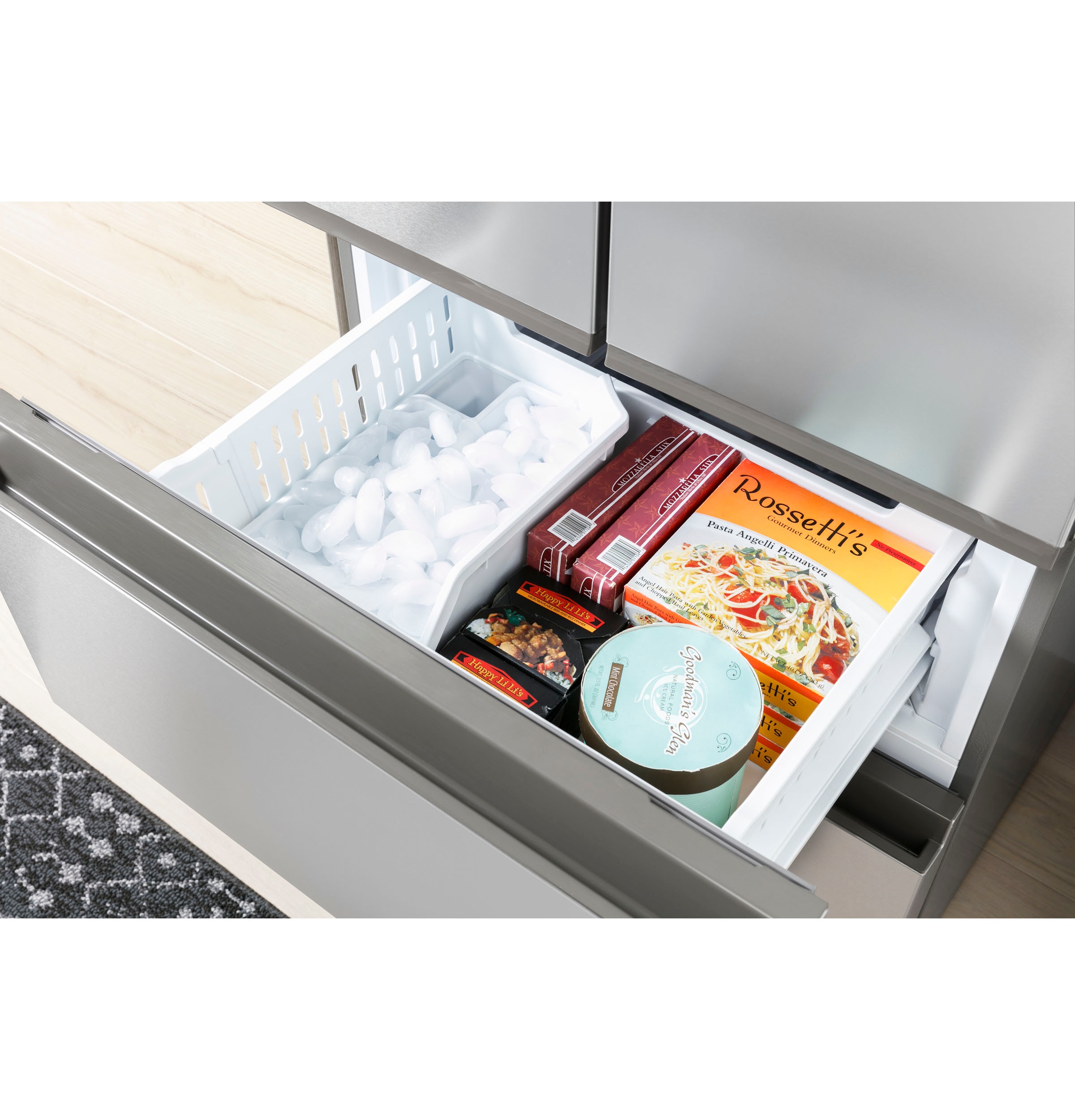 Refrigerador de puertas francesas de 4 puertas Haier Counter-Depth de 14.5 pies cúbicos opcional (se vende por separado) (Acero inoxidable) QJS15HYRFS