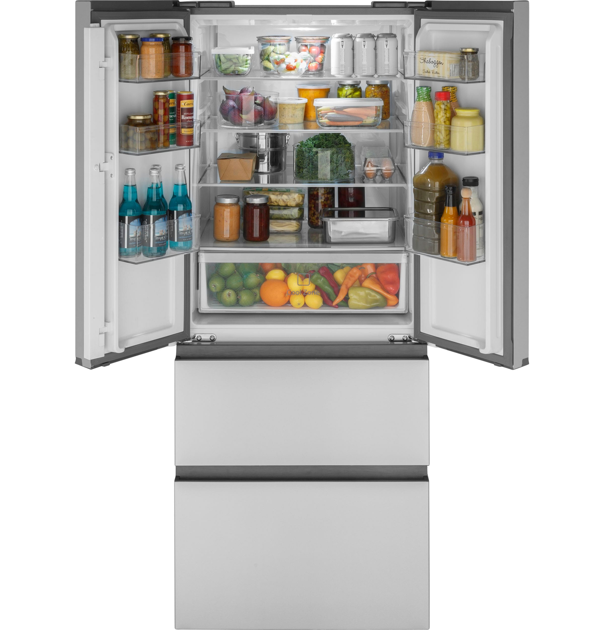 Refrigerador de puertas francesas de 4 puertas Haier Counter-Depth de 14.5 pies cúbicos opcional (se vende por separado) (Acero inoxidable) QJS15HYRFS