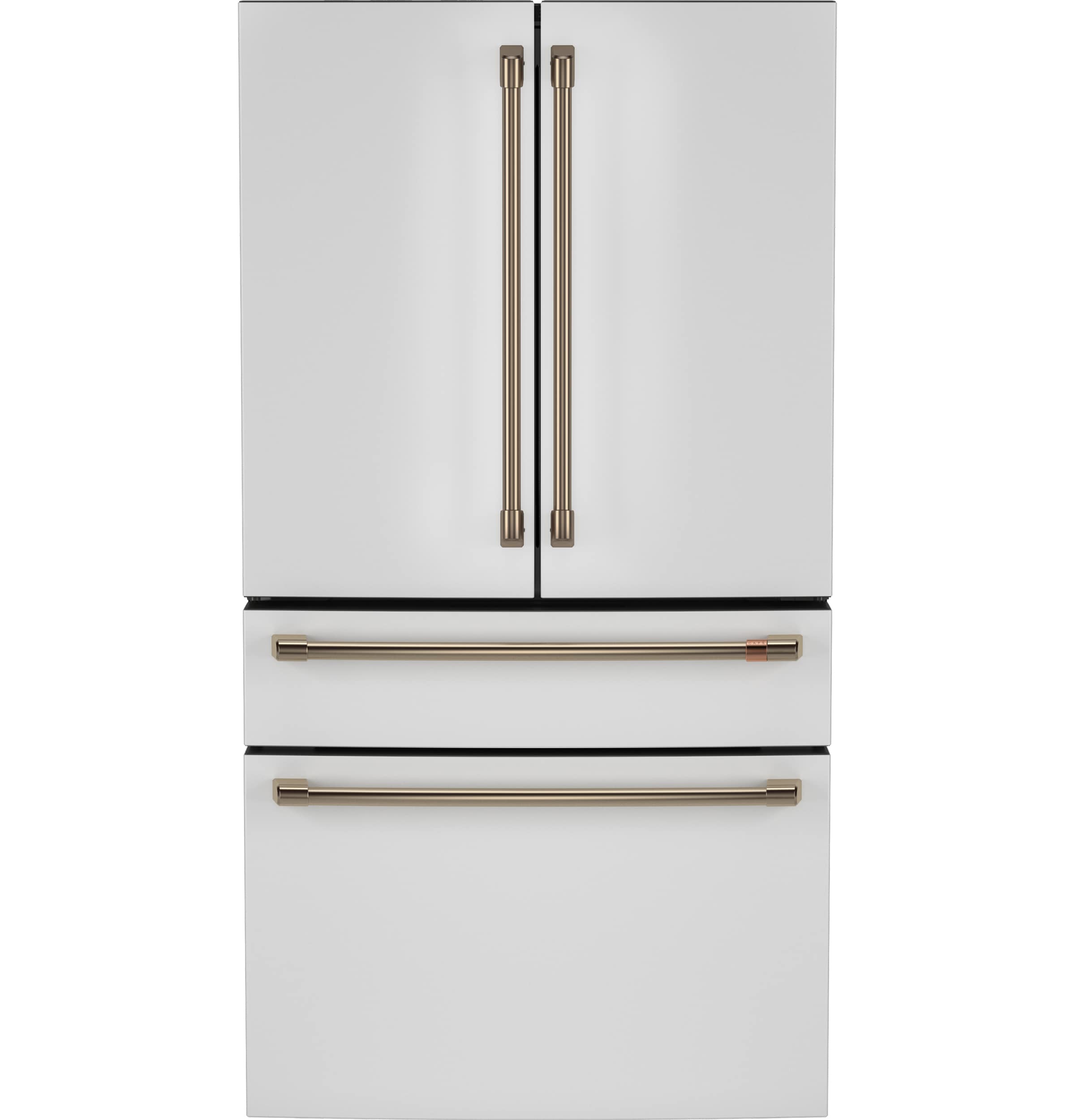 Refrigerador francés estándar de profundidad de 28.7 pies cúbicos con 4 puertas compatible con tecnología inteligente, fabricador de hielo y dispensador de agua (blanco mate) Certificado ENERGY STAR.