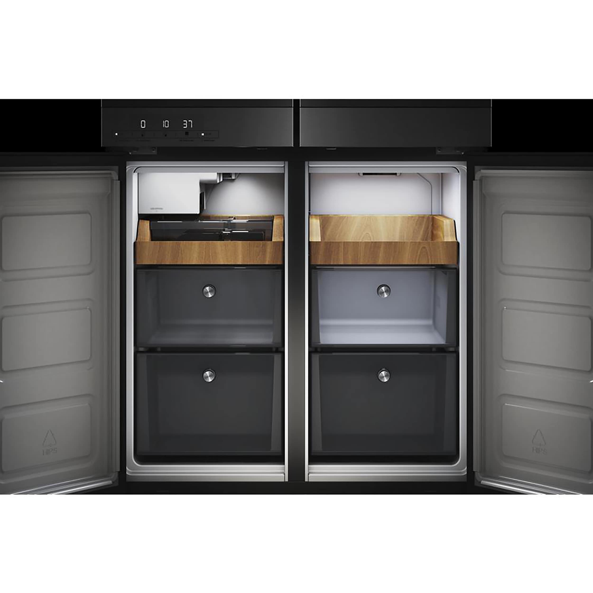 Refrigerador francés de 4 puertas con fabricador de hielo KitchenAid Counter-Depth de 19.4 pies cúbicos (Acero metálico resistente a manchas) certificado ENERGY STAR KRQC506MPS