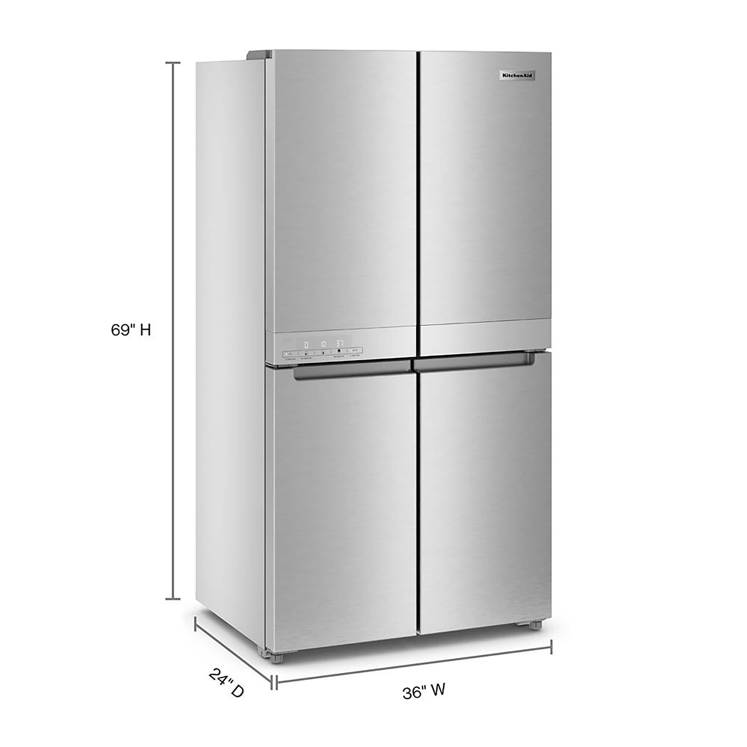 Refrigerador francés de 4 puertas con fabricador de hielo KitchenAid Counter-Depth de 19.4 pies cúbicos (Acero metálico resistente a manchas) certificado ENERGY STAR KRQC506MPS