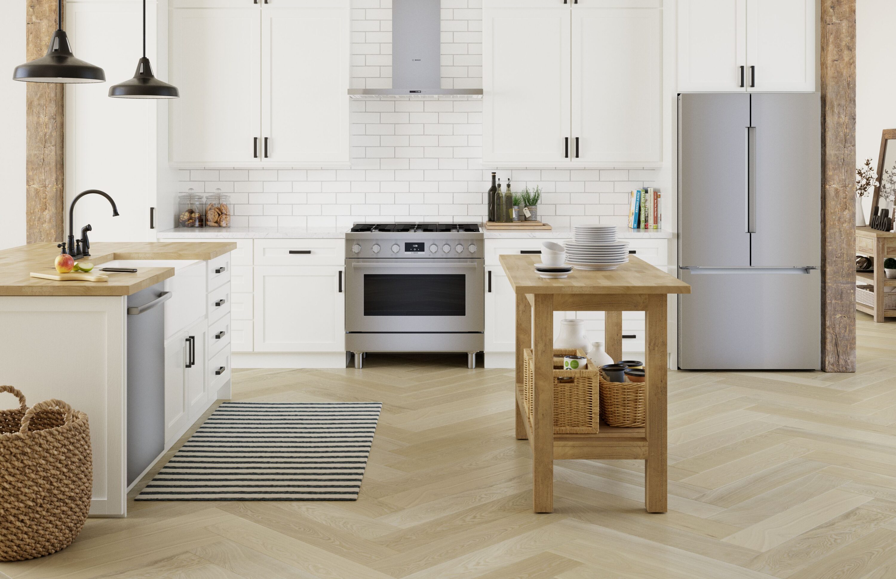 Refrigerador Francés de Puertas Dobles Inteligente Compatible con Smart, para Profundidad de Mostrador de 22 pies cúbicos, con Fabricador de Hielo y Dispensador de Hielo ( Acero Inoxidable ) Certificado ENERGY STAR de Bosch B36CT81ENS