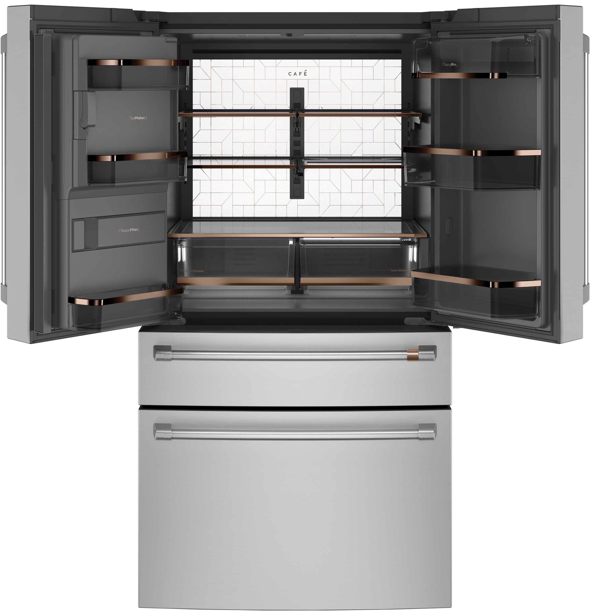 Refrigerador francés de puertas inteligente con fabricador de hielo y dispensador de agua y hielo - Acero inoxidable, 22.3 pies cúbicos, certificado ENERGY STAR