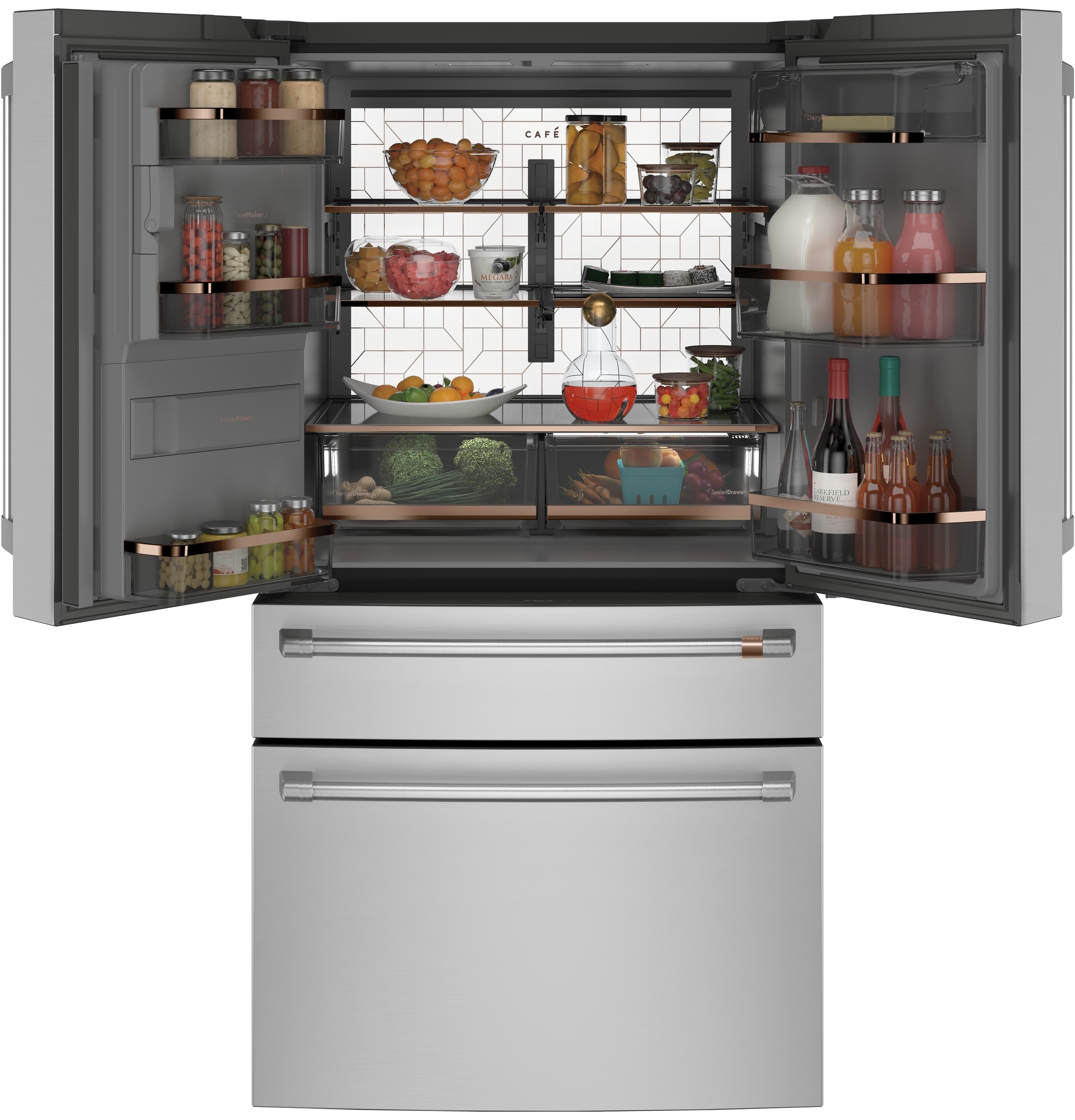 Refrigerador francés de puertas inteligente con fabricador de hielo y dispensador de agua y hielo - Acero inoxidable, 22.3 pies cúbicos, certificado ENERGY STAR