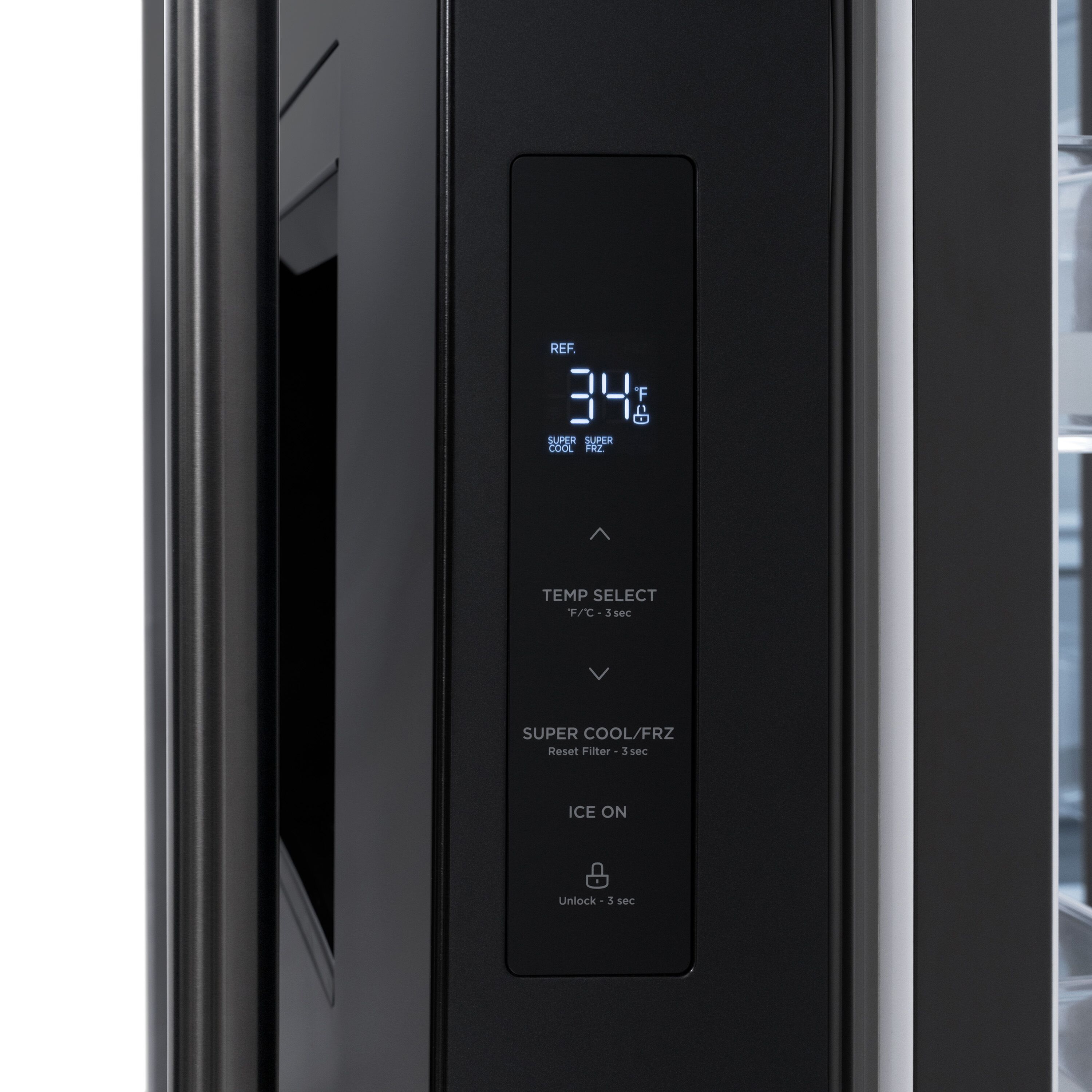 Nevera de puertas francesas de 3 puertas de 28.9 pies cúbicos con fabricante de hielo y dispensador de agua e hielo (acero inoxidable negro con asa de acero inoxidable negro) con certificación ENERGY STAR de ZLINE KITCHEN & BATH Profundidad estándar RSM-W-36-BS.