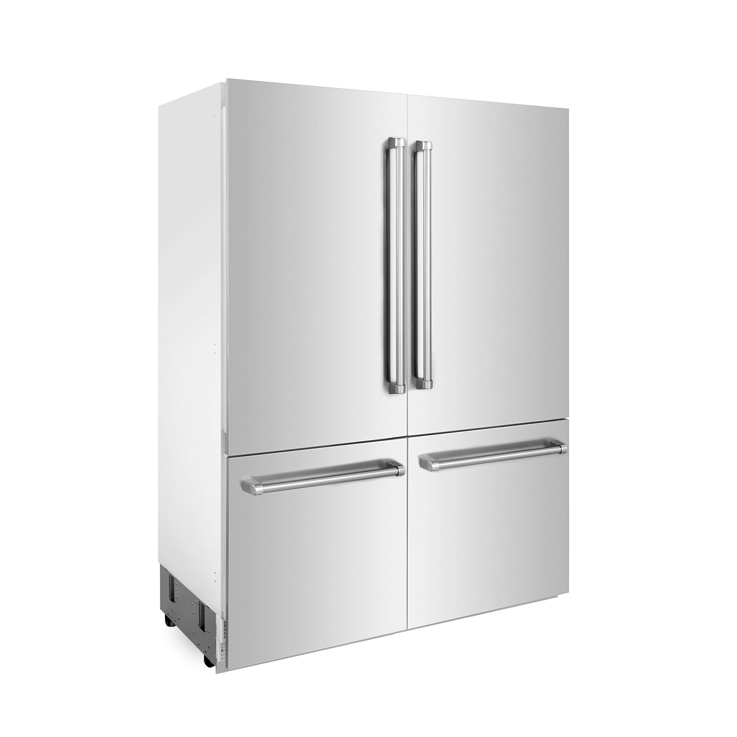 Refrigerador empotrado de estilo francés con dispensador de hielo y agua (acero inoxidable) certificado ENERGY STAR de ZLINE KITCHEN & BATH con 32.2 pies cúbicos de capacidad y profundidad de mostrador.