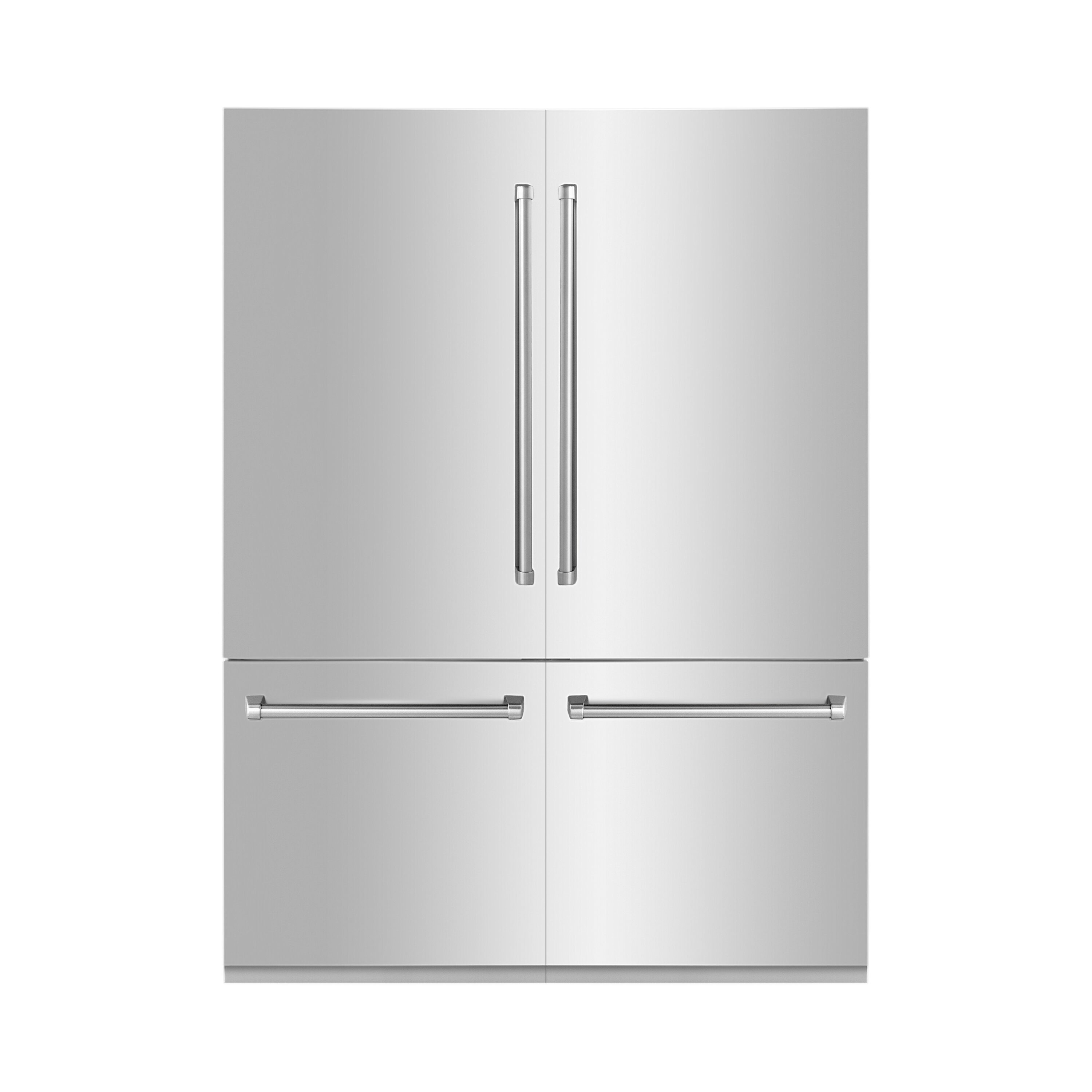 Refrigerador empotrado de estilo francés con dispensador de hielo y agua (acero inoxidable) certificado ENERGY STAR de ZLINE KITCHEN & BATH con 32.2 pies cúbicos de capacidad y profundidad de mostrador.