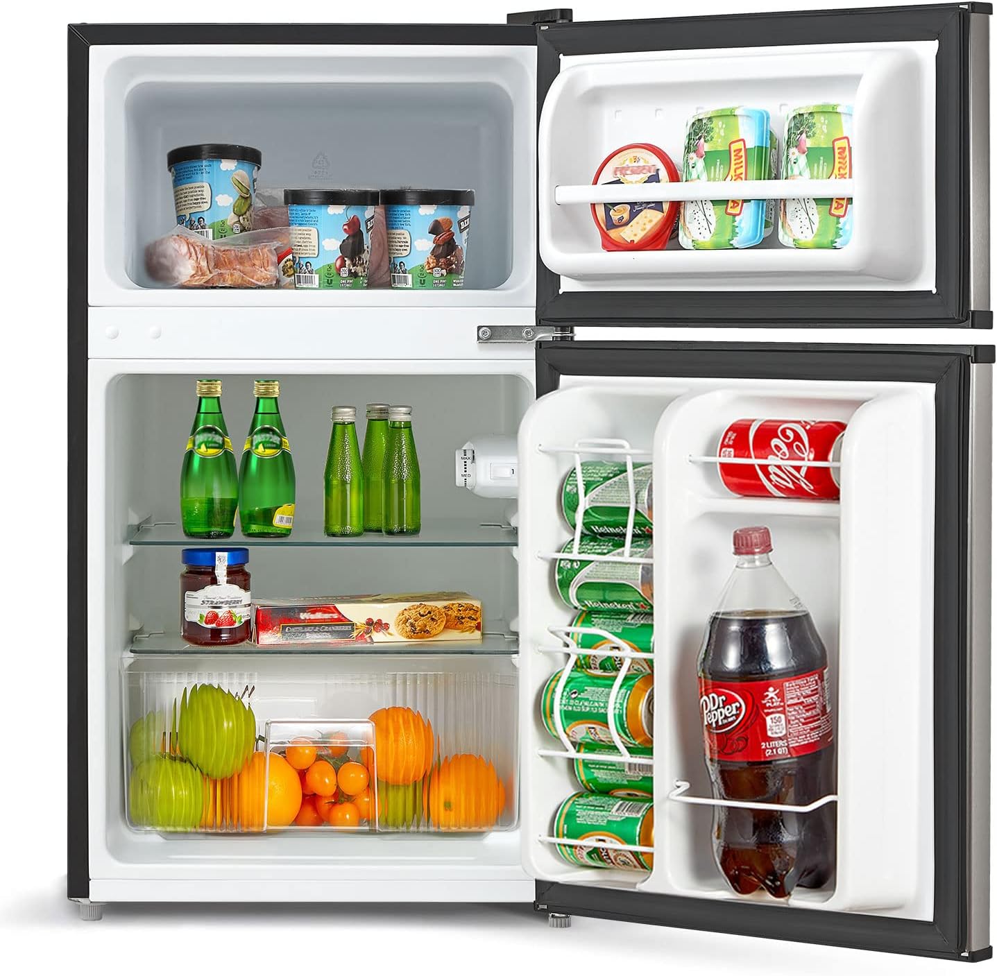 Refrigerador pequeño de 3.1 pies cúbicos con congelador (Acero inoxidable) WHD-113FSS1 de Midea